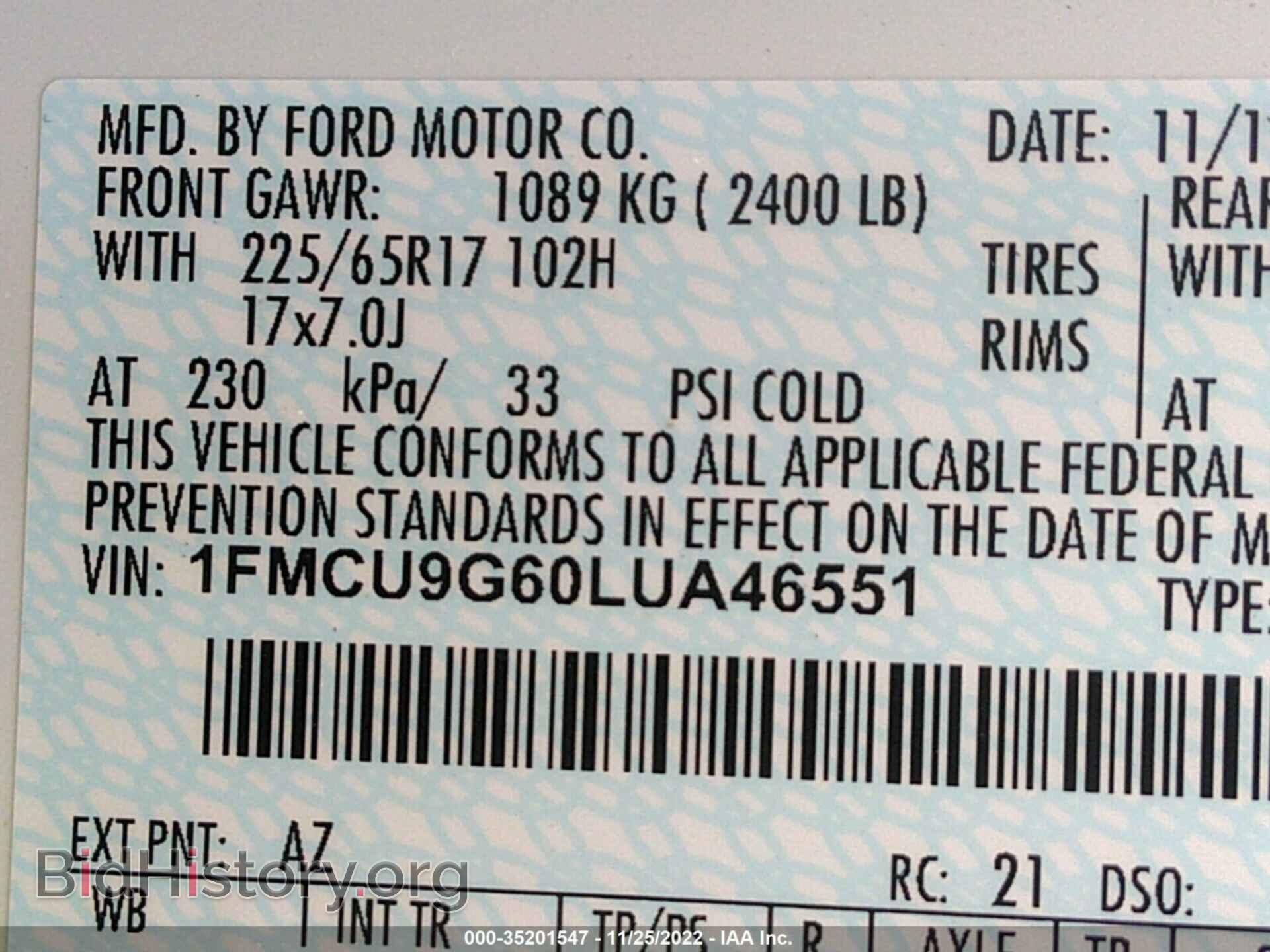2020 FORD ESCAPE - VIN: 1FMCU9G60LUA46551 - Фото 9