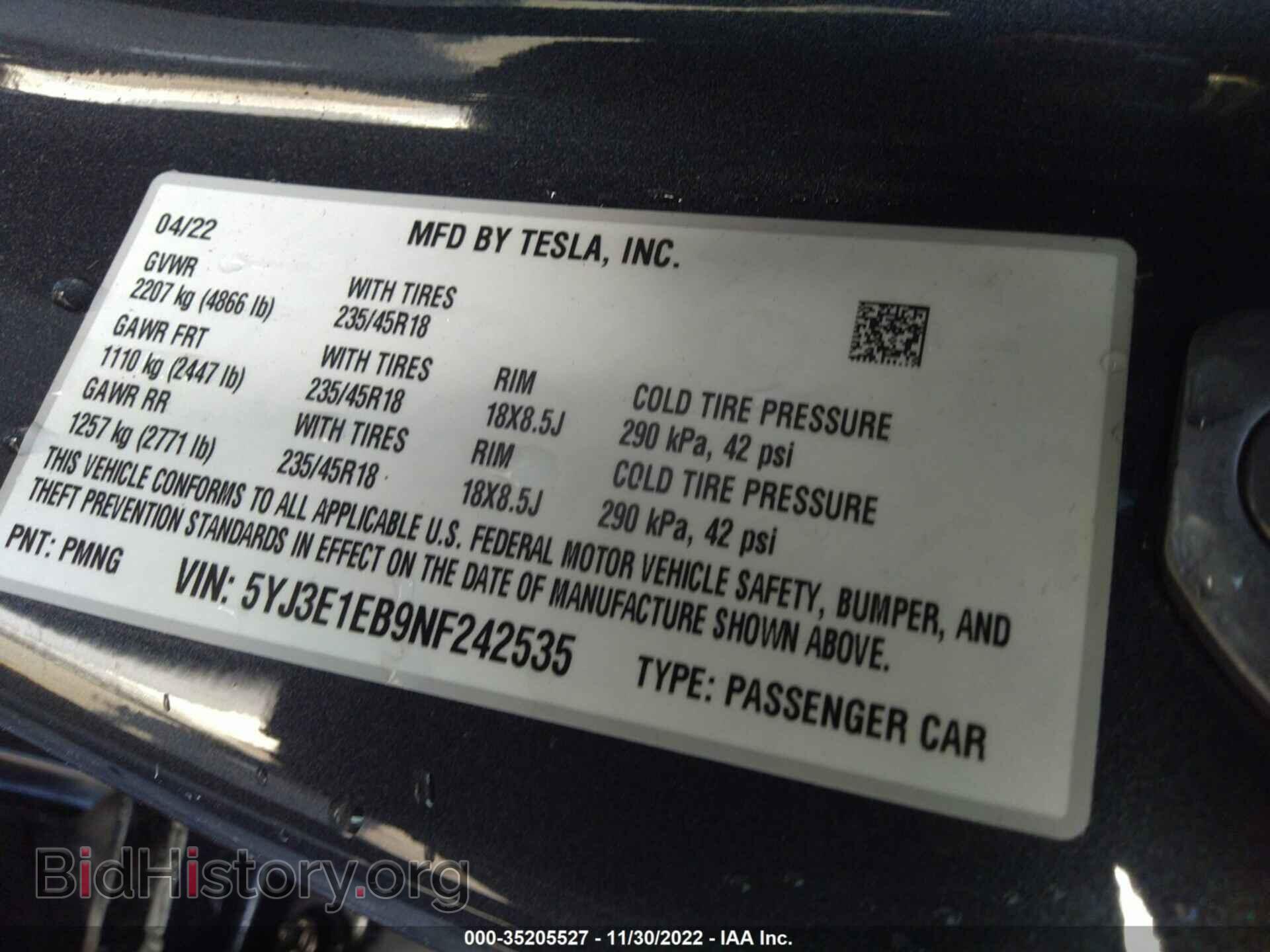 2022 TESLA MODEL 3 - VIN: 5YJ3E1EB9NF242535 - Photo 9
