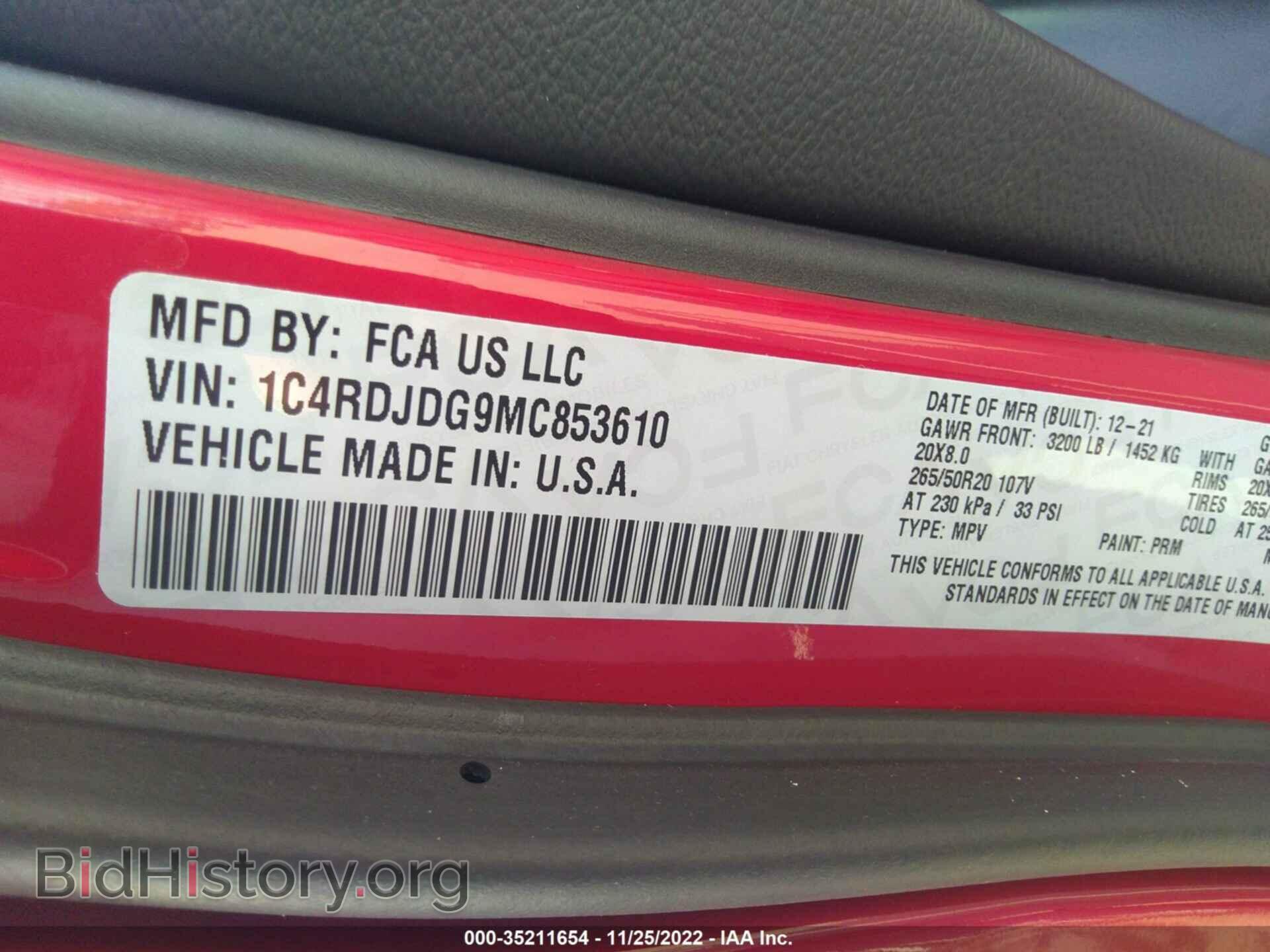 2021 DODGE DURANGO - VIN: 1C4RDJDG9MC853610 - Photo 9