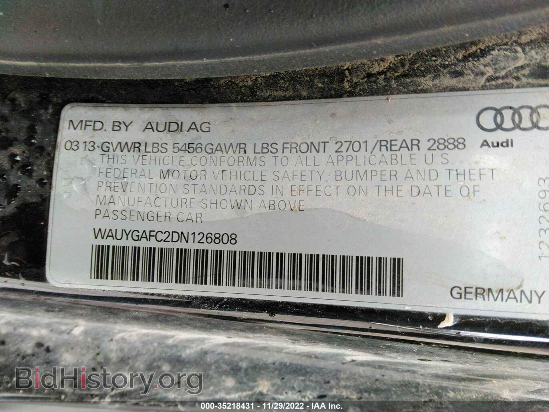 2013 AUDI A7 - VIN: WAUYGAFC2DN126808 - Фото 9
