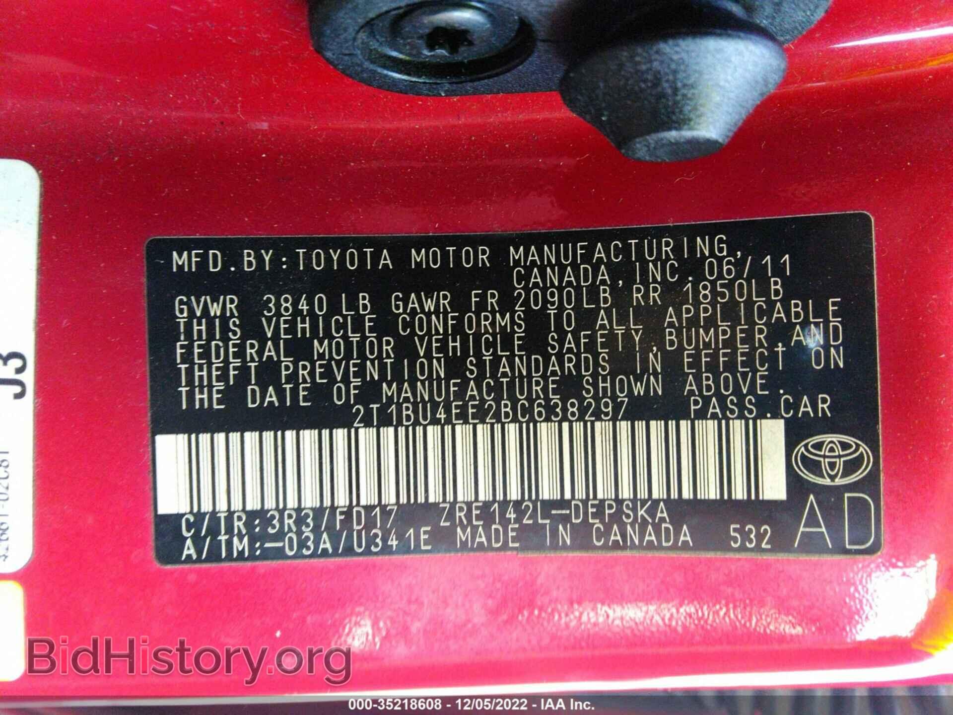 2011 TOYOTA COROLLA - VIN: 2T1BU4EE2BC638297 - Фото 9