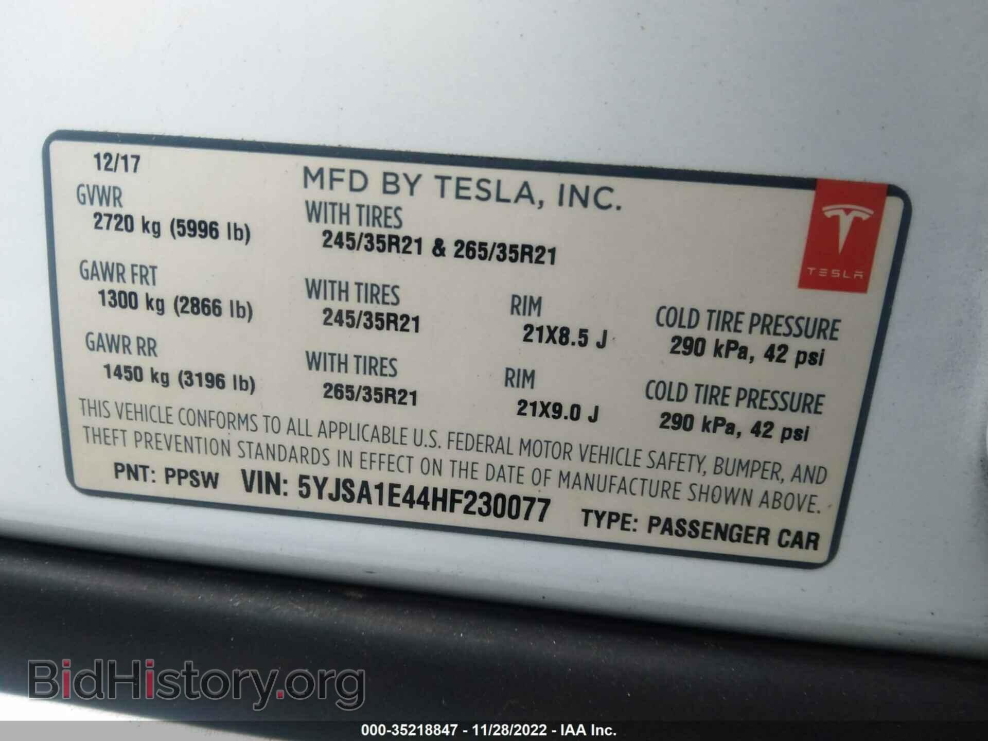 2017 TESLA MODEL S - VIN: 5YJSA1E44HF230077 - Photo 9