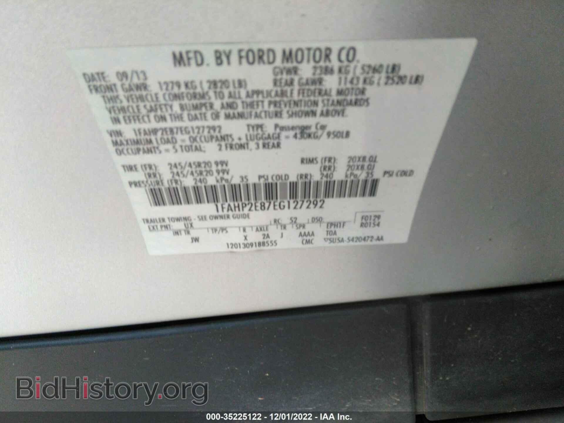 2014 FORD TAURUS - VIN: 1FAHP2E87EG127292 - Фото 9