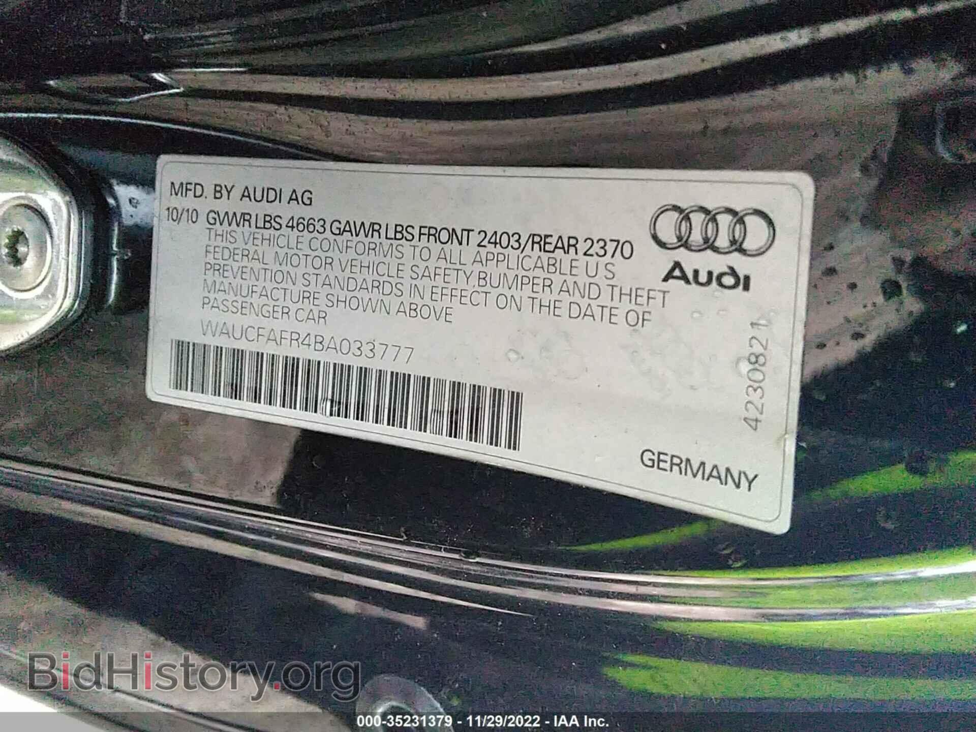 2011 AUDI A5 - VIN: WAUCFAFR4BA033777 - Фото 9