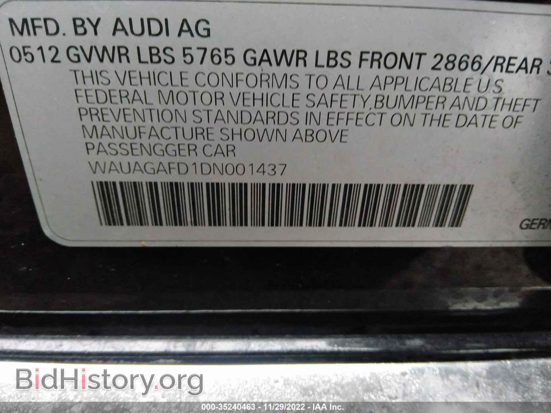 2013 AUDI A8 - VIN: WAUAGAFD1DN001437 - Фото 9