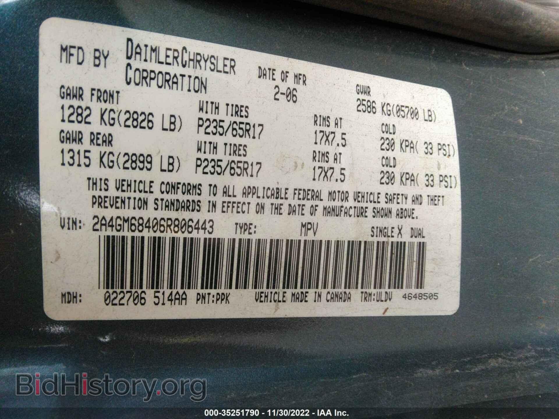 2006 CHRYSLER PACIFICA - VIN: 2A4GM68406R806443 - Photo 9