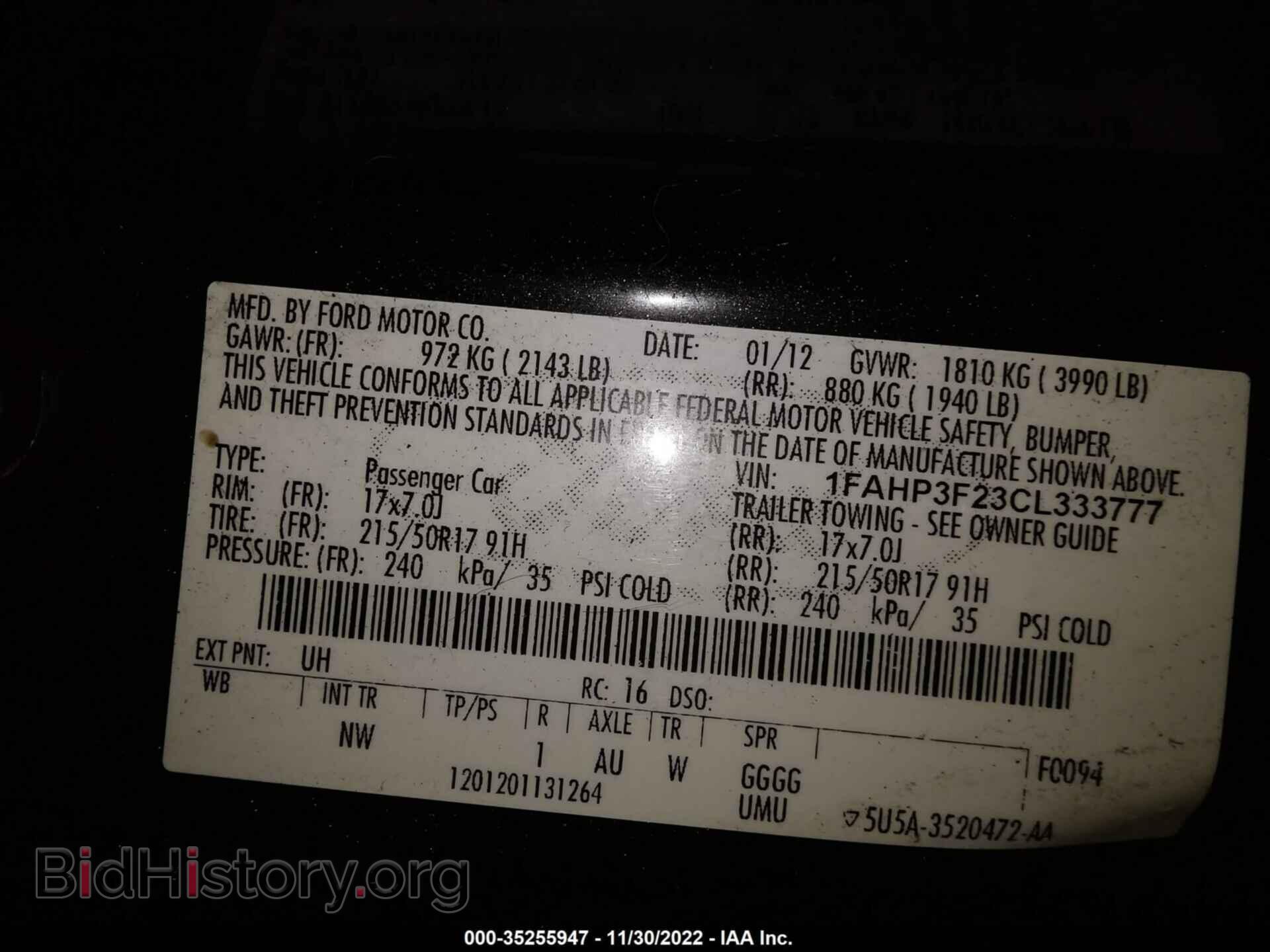 2012 FORD FOCUS - VIN: 1FAHP3F23CL333777 - Фото 9