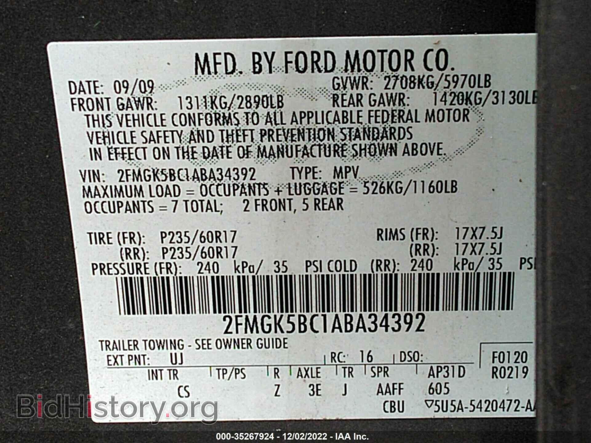 2010 FORD FLEX - VIN: 2FMGK5BC1ABA34392 - Photo 9