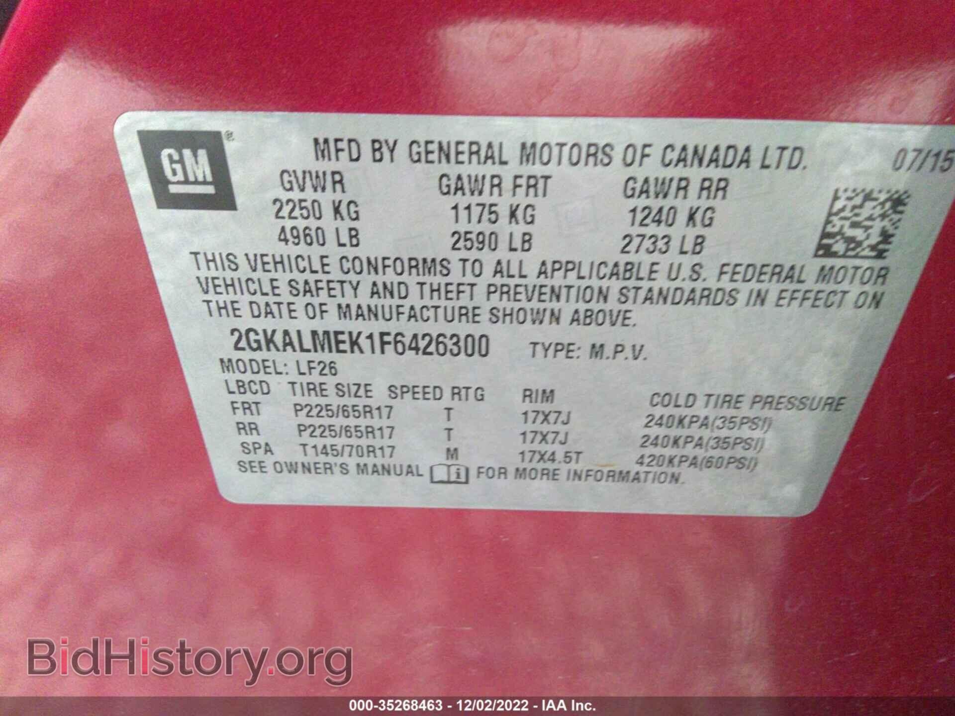 2015 GMC TERRAIN - VIN: 2GKALMEK1F6426300 - Photo 9