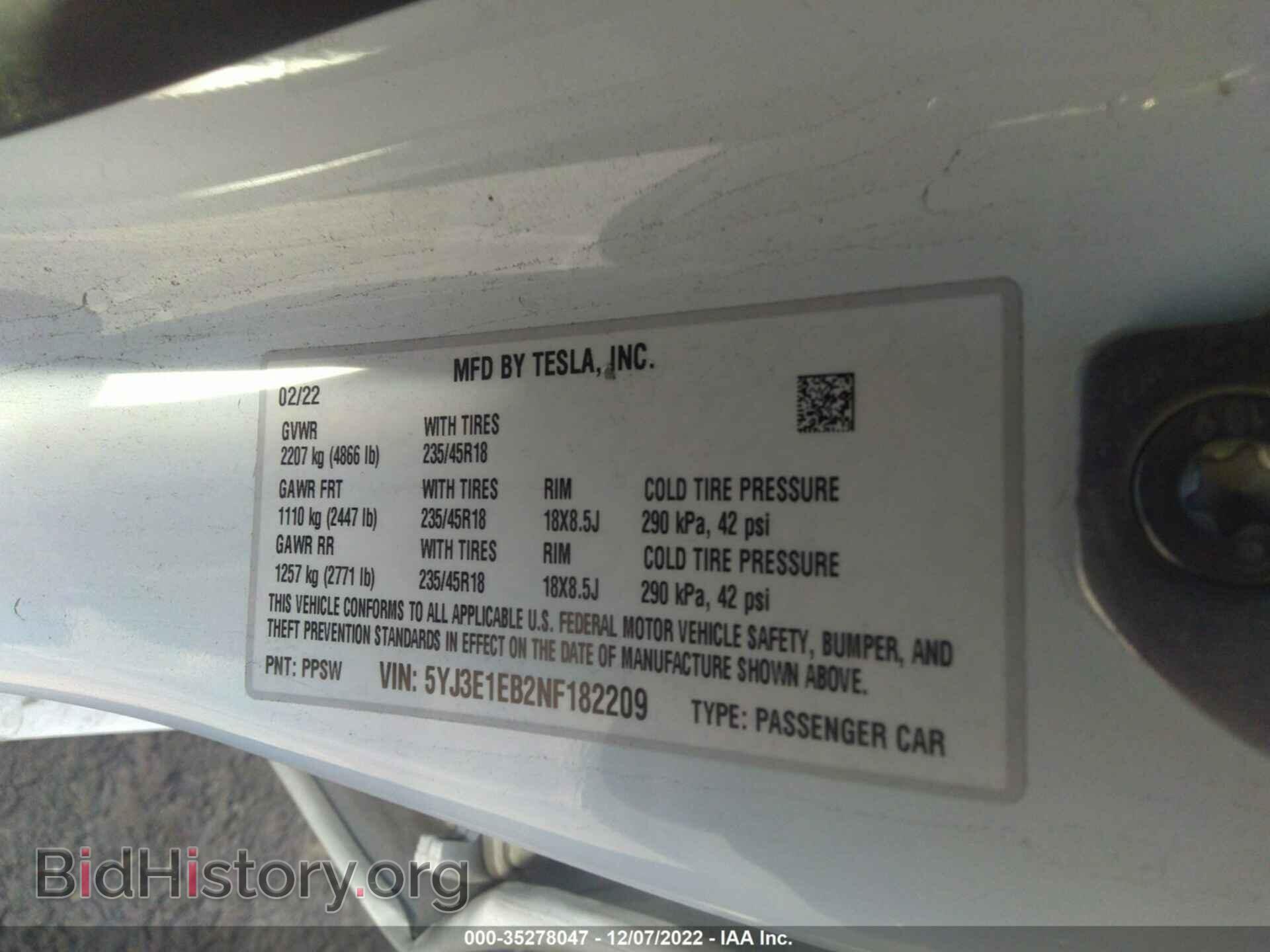 2022 TESLA MODEL 3 - VIN: 5YJ3E1EB2NF182209 - Photo 9