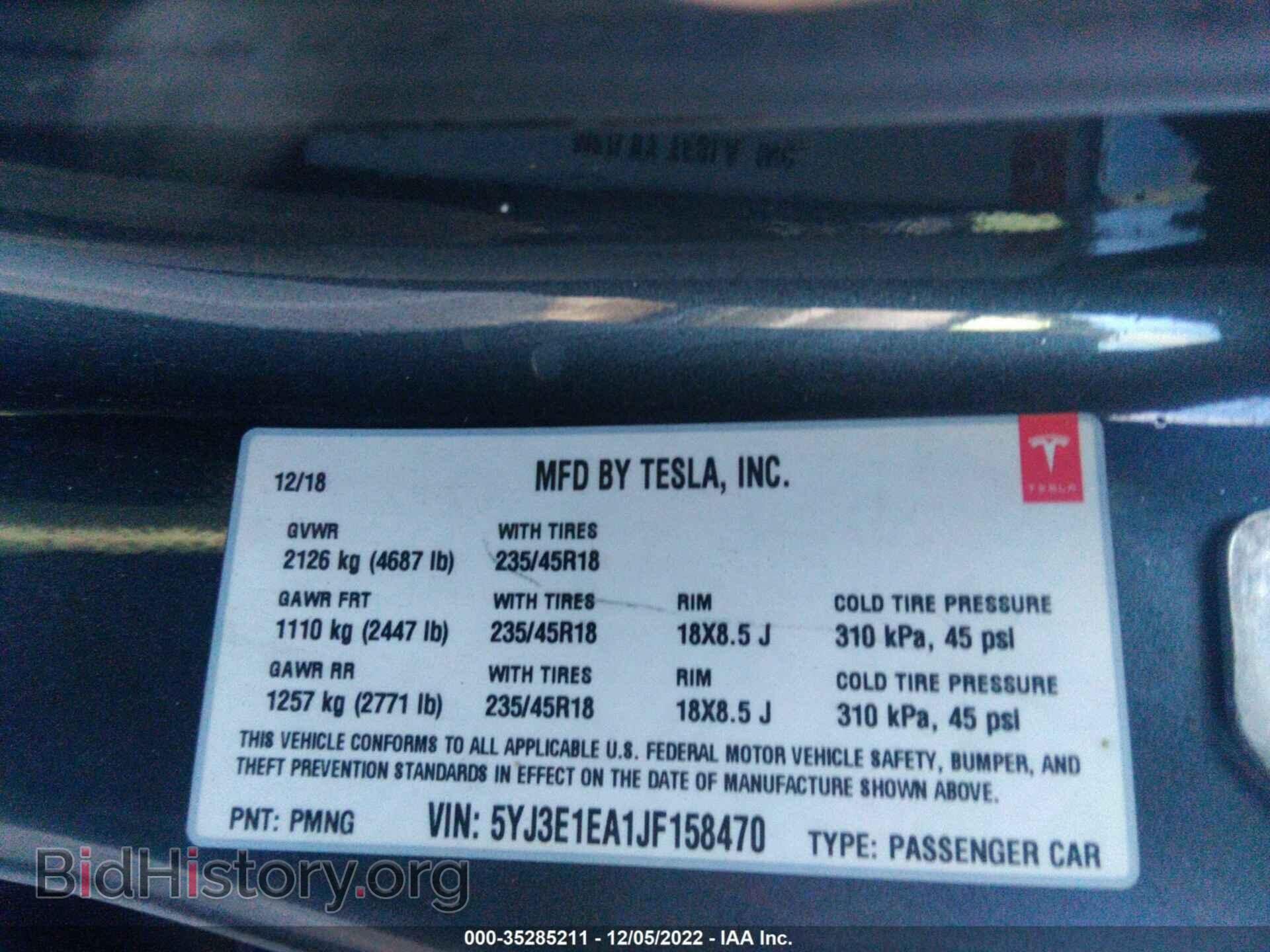 2018 TESLA MODEL 3 - VIN: 5YJ3E1EA1JF158470 - Photo 9