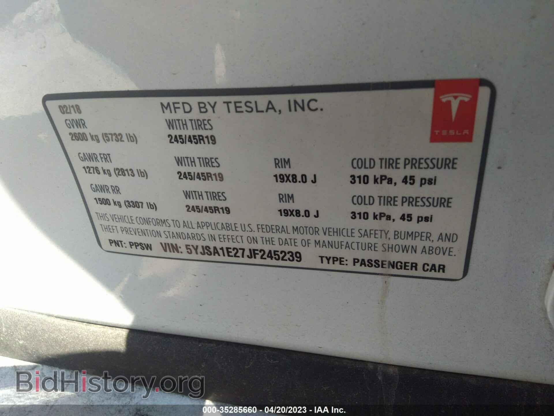 2018 TESLA MODEL S - VIN: 5YJSA1E27JF245239 - Photo 9