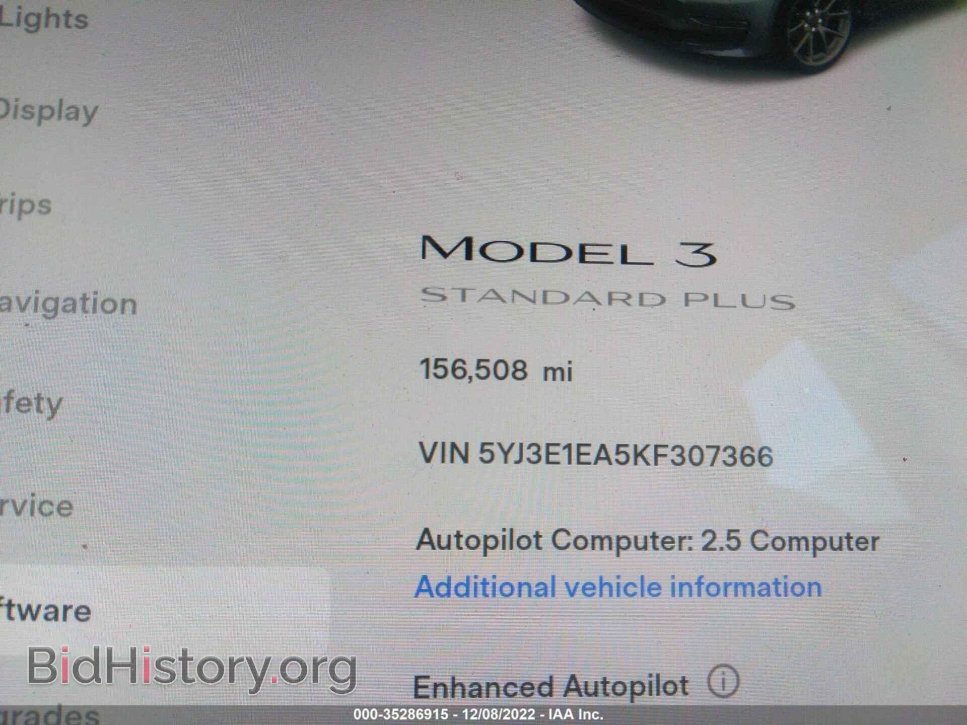 2019 TESLA MODEL 3 - VIN: 5YJ3E1EA5KF307366 - Фото 7