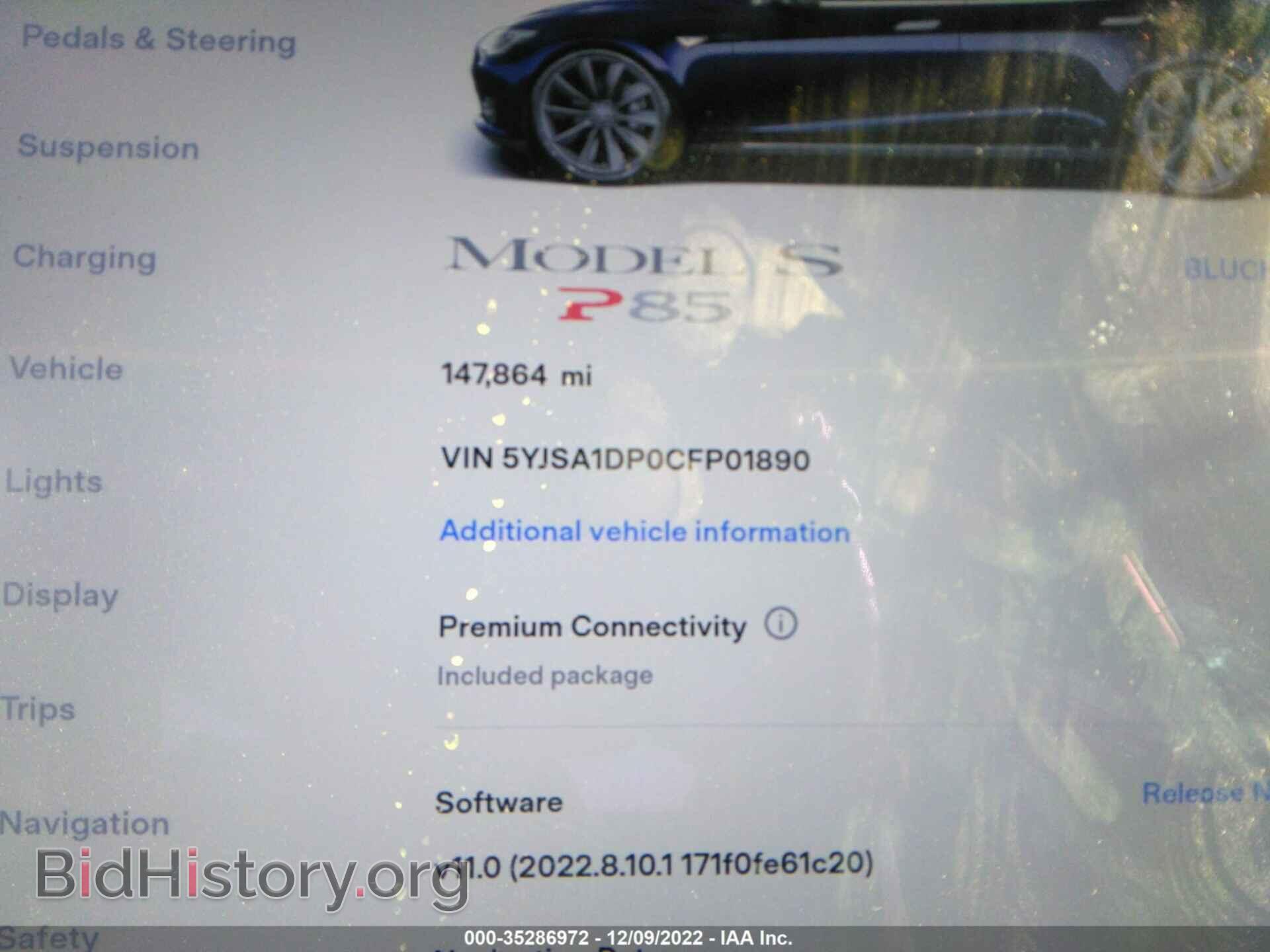 2012 TESLA MODEL S - VIN: 5YJSA1DP0CFP01890 - Фото 7