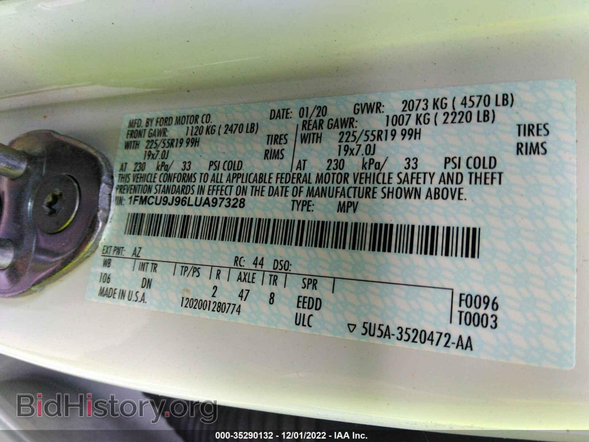 2020 FORD ESCAPE - VIN: 1FMCU9J96LUA97328 - Photo 9
