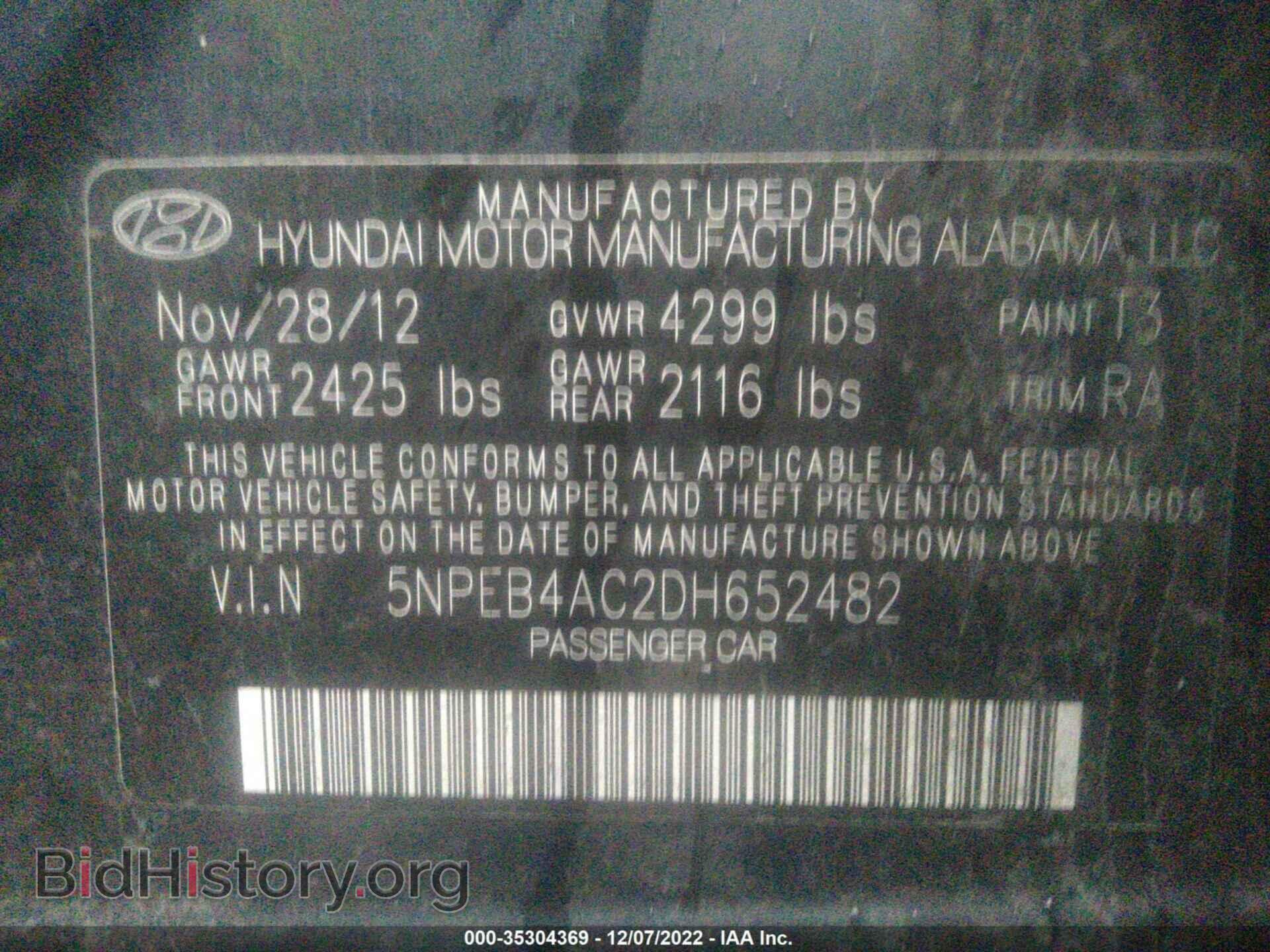 2013 HYUNDAI SONATA - VIN: 5NPEB4AC2DH652482 - Фото 9