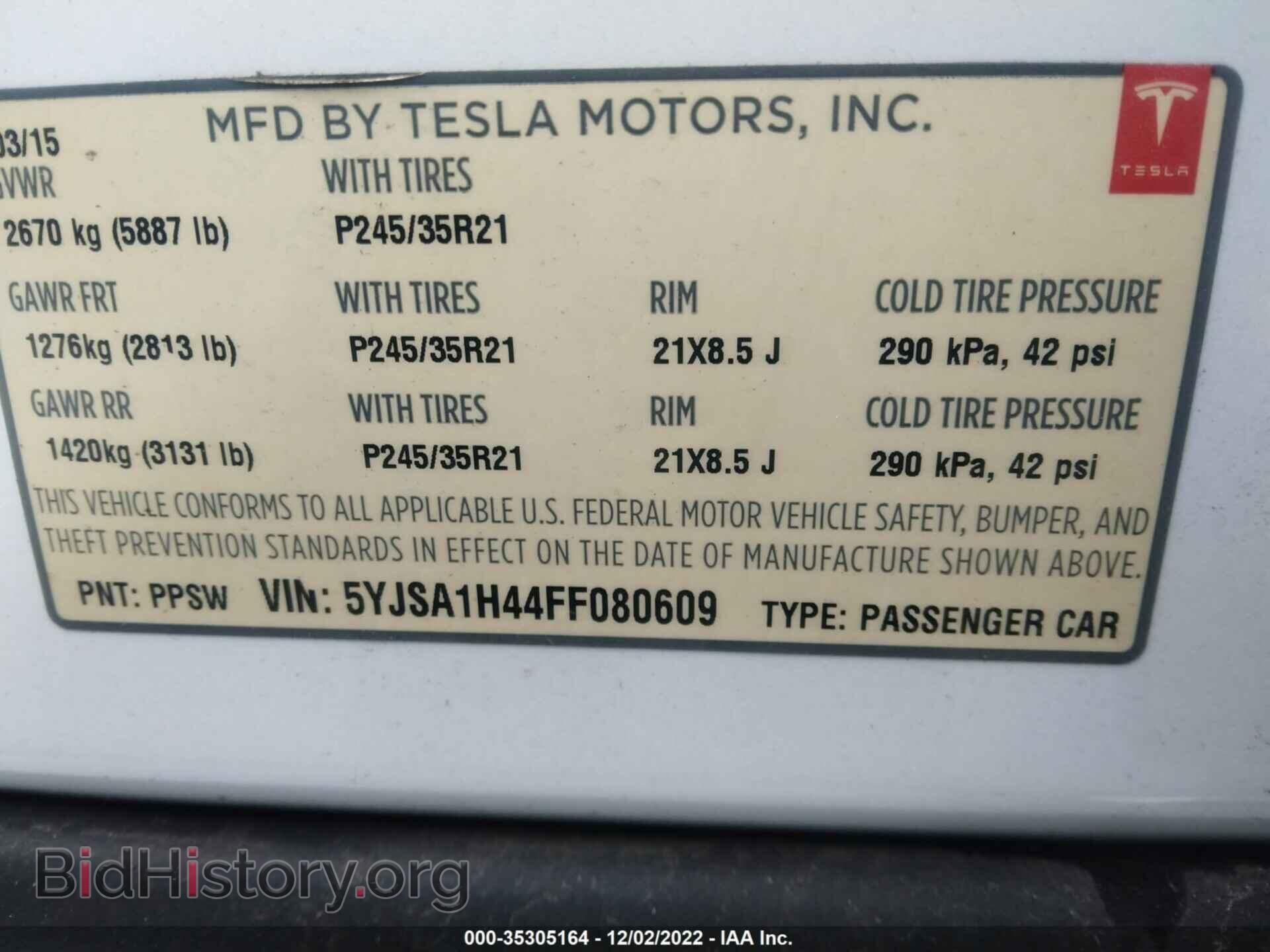 2015 TESLA MODEL S - VIN: 5YJSA1H44FF080609 - Photo 9
