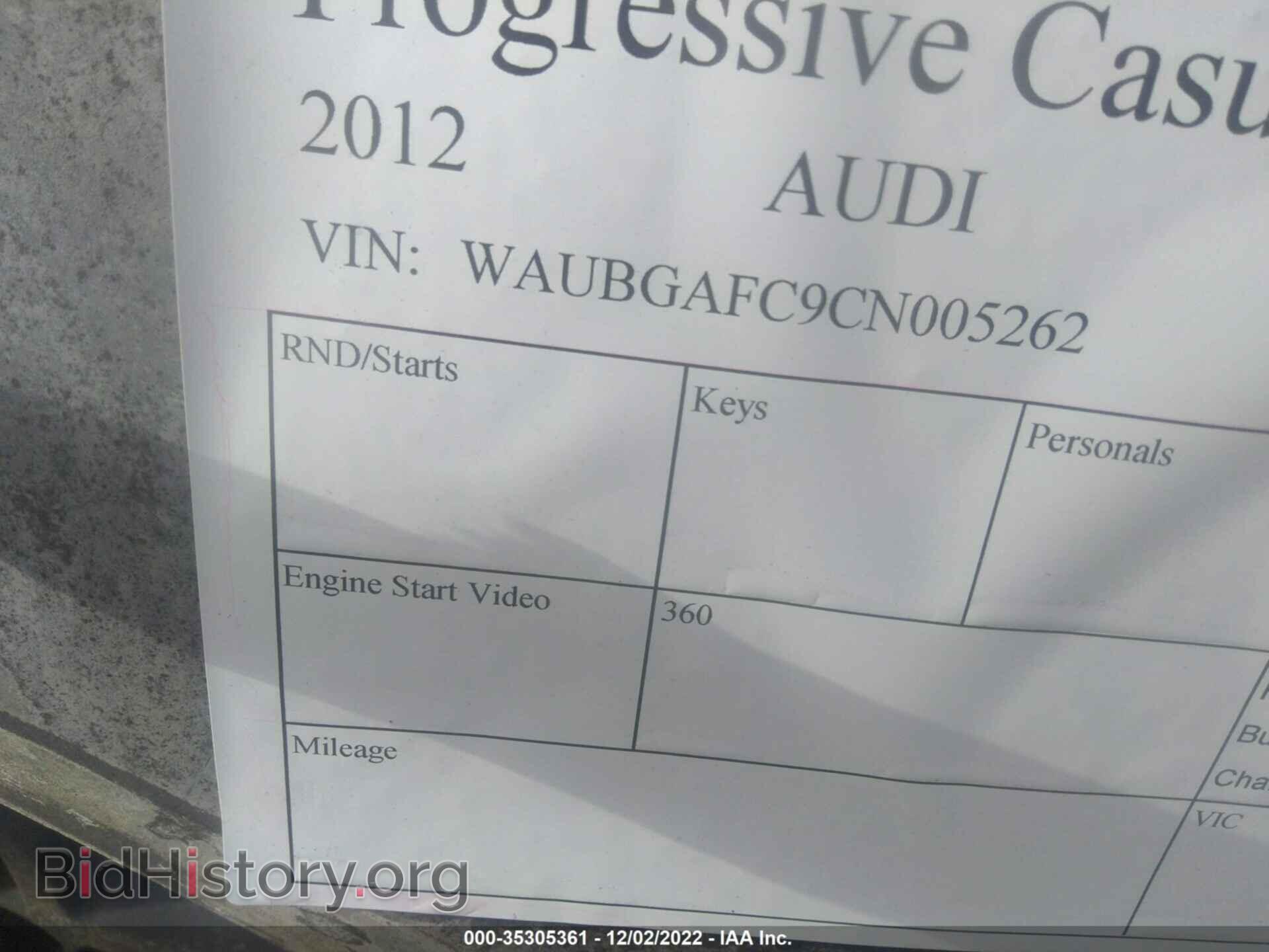 2012 AUDI A6 - VIN: WAUBGAFC9CN005262 - Фото 9