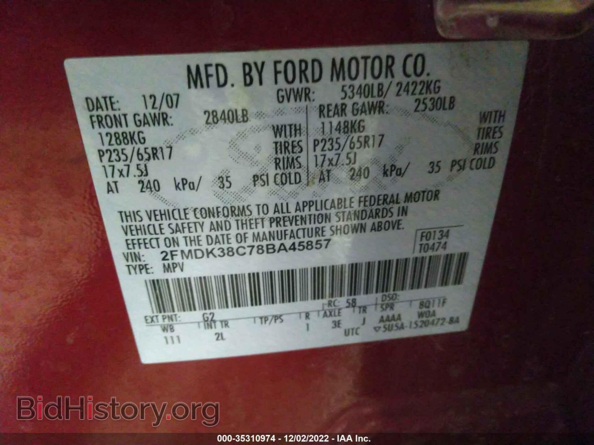 2008 FORD EDGE - VIN: 2FMDK38C78BA45857 - Photo 9