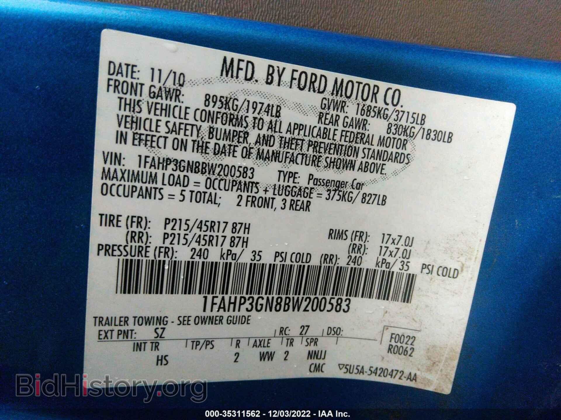 2011 FORD FOCUS - VIN: 1FAHP3GN8BW200583 - Фото 9