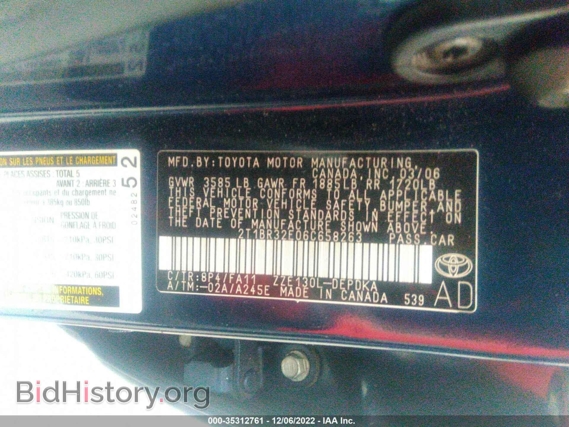 2006 TOYOTA COROLLA - VIN: 2T1BR32E06C658263 - Photo 9