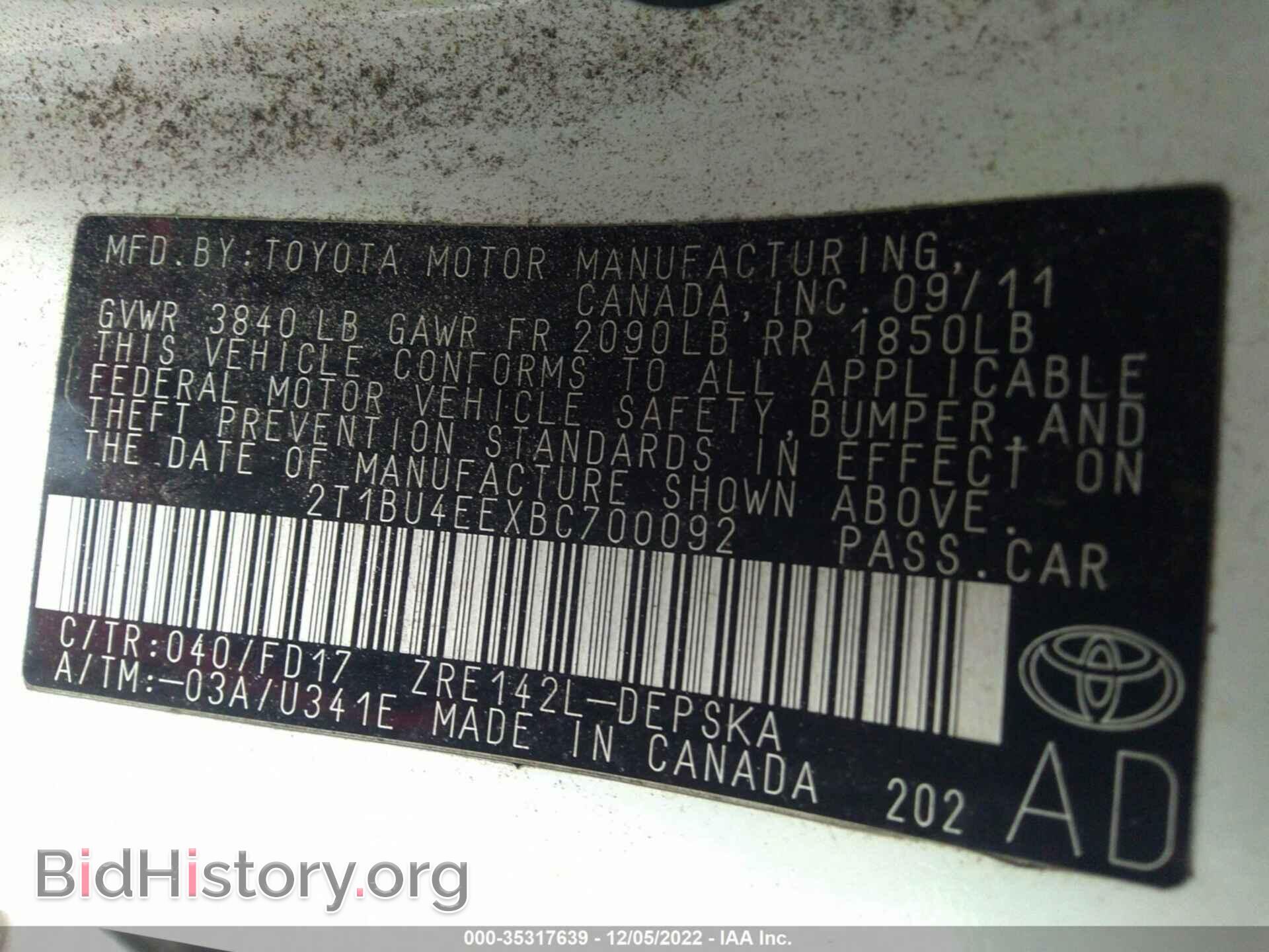 2011 TOYOTA COROLLA - VIN: 2T1BU4EEXBC700092 - Photo 9