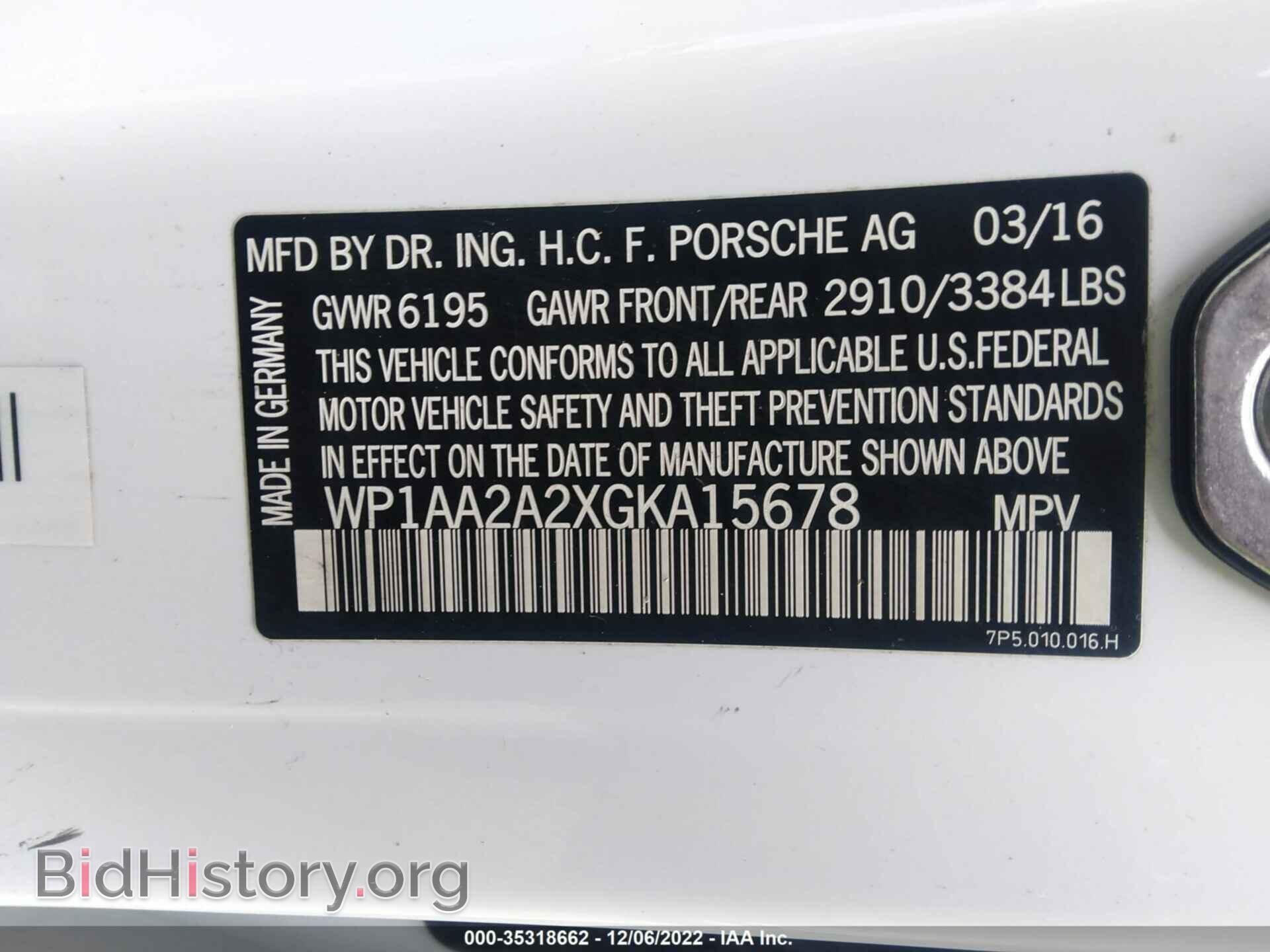 2016 PORSCHE CAYENNE - VIN: WP1AA2A2XGKA15678 - Фото 9