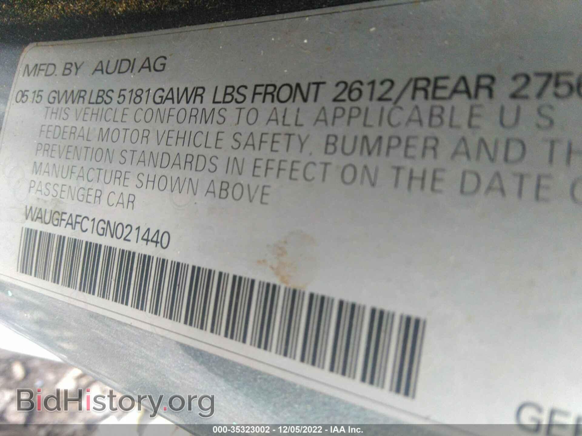 2016 AUDI A6 - VIN: WAUGFAFC1GN021440 - Фото 9