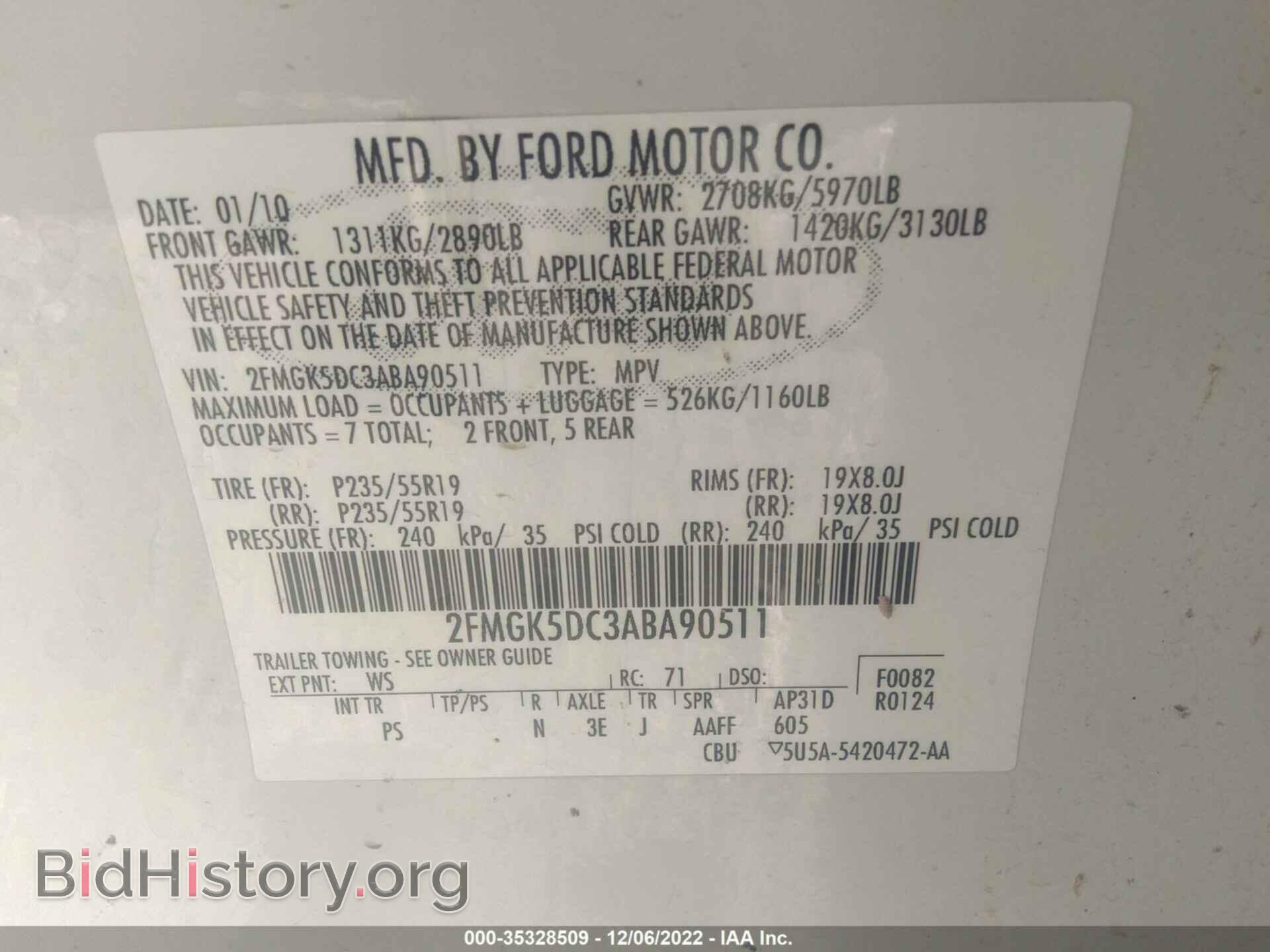 2010 FORD FLEX - VIN: 2FMGK5DC3ABA90511 - Photo 9