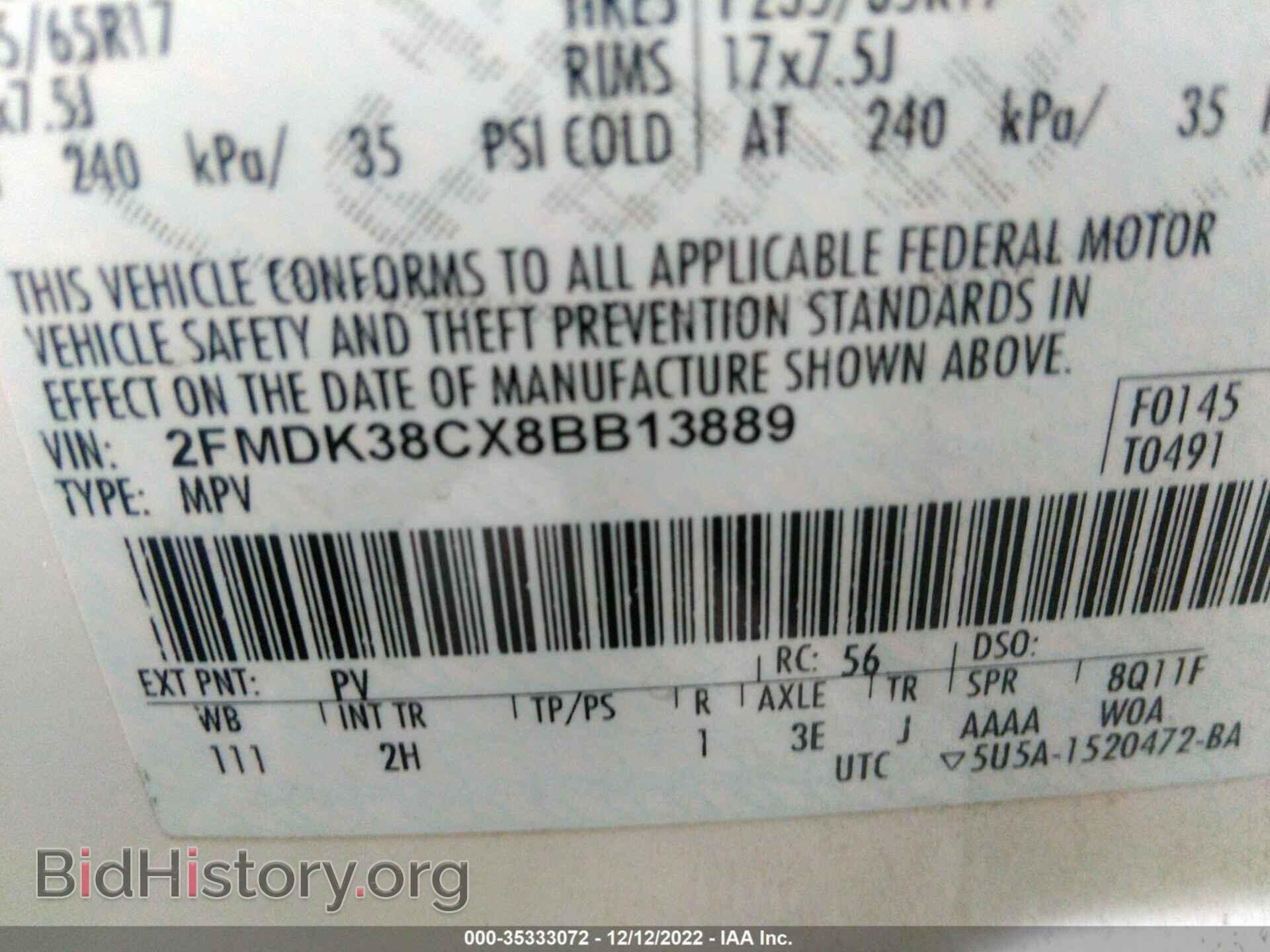 2008 FORD EDGE - VIN: 2FMDK38CX8BB13889 - Фото 9
