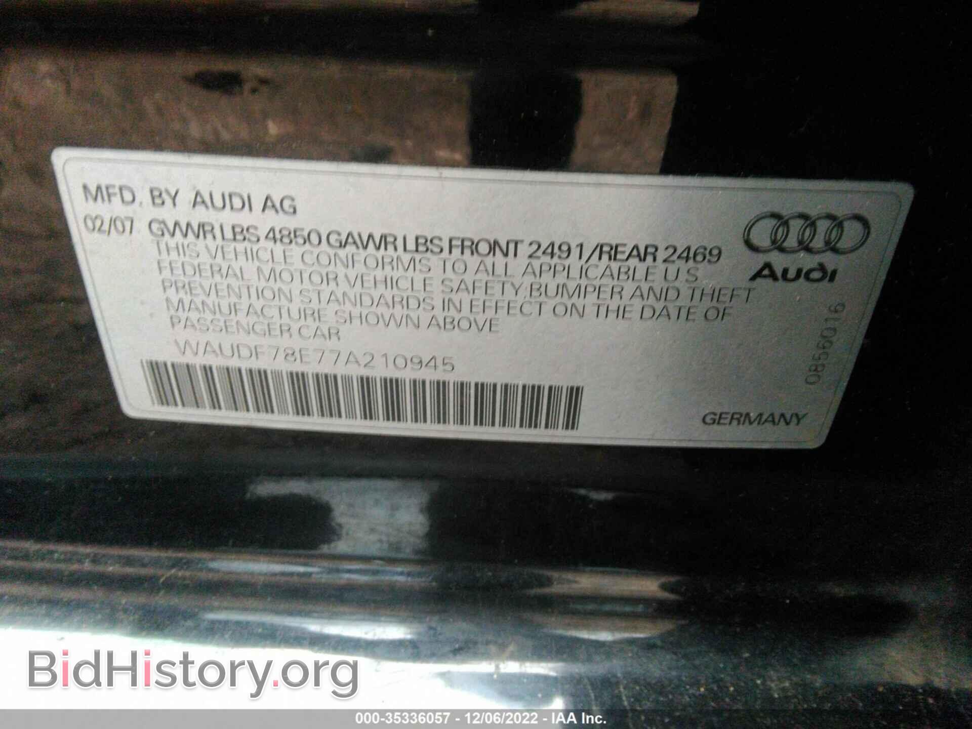 2007 AUDI A4 - VIN: WAUDF78E77A210945 - Photo 9