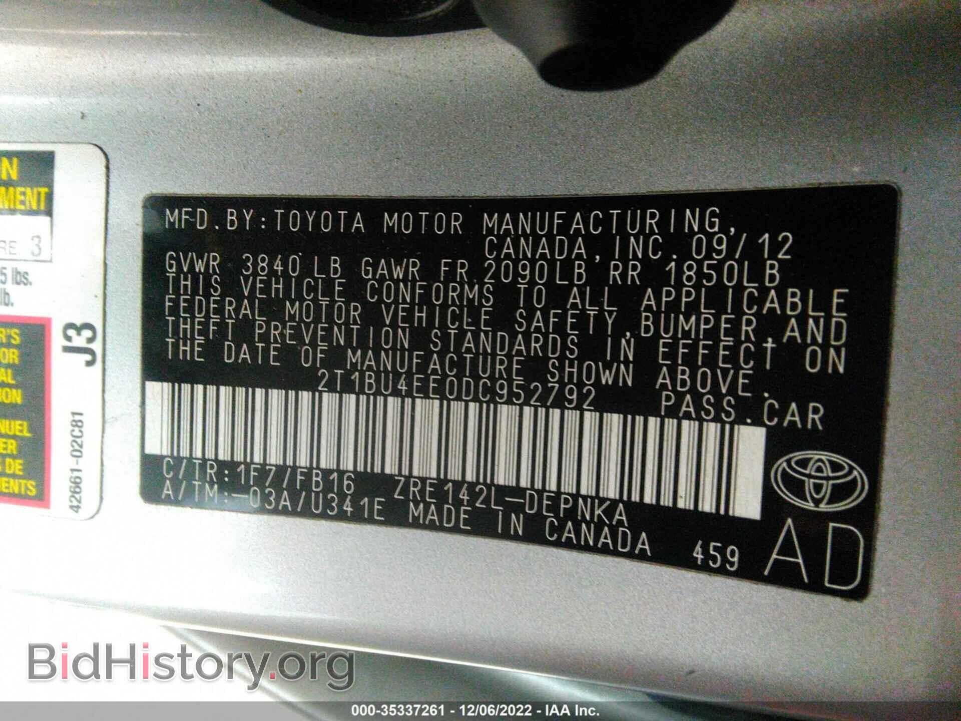 2013 TOYOTA COROLLA - VIN: 2T1BU4EE0DC952792 - Фото 9