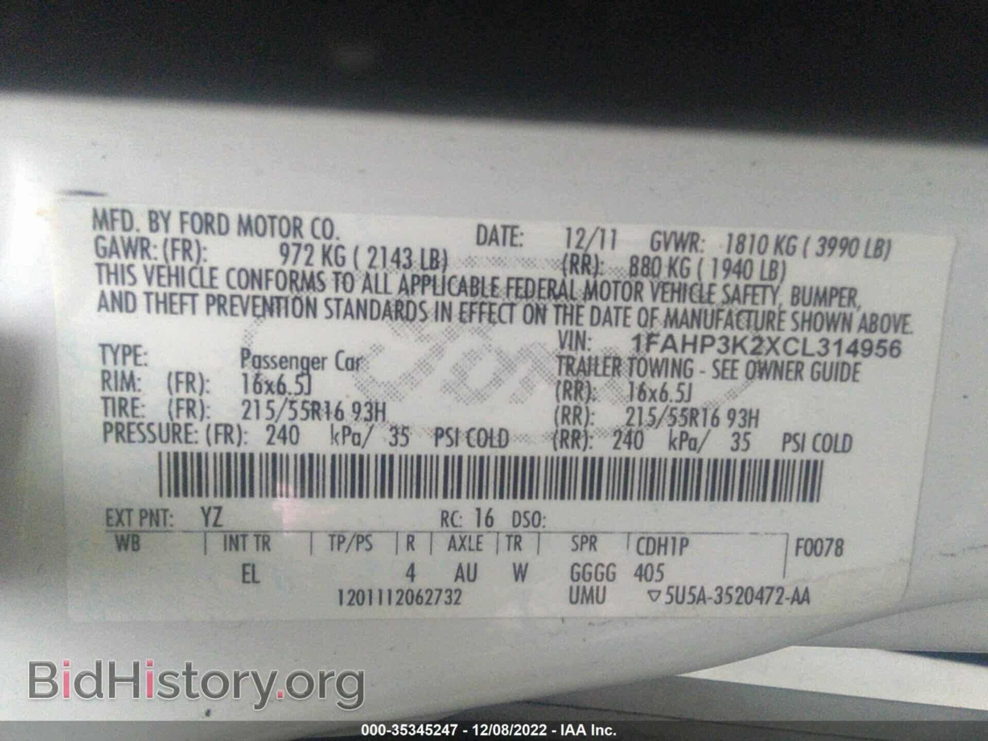 2012 FORD FOCUS - VIN: 1FAHP3K2XCL314956 - Фото 9