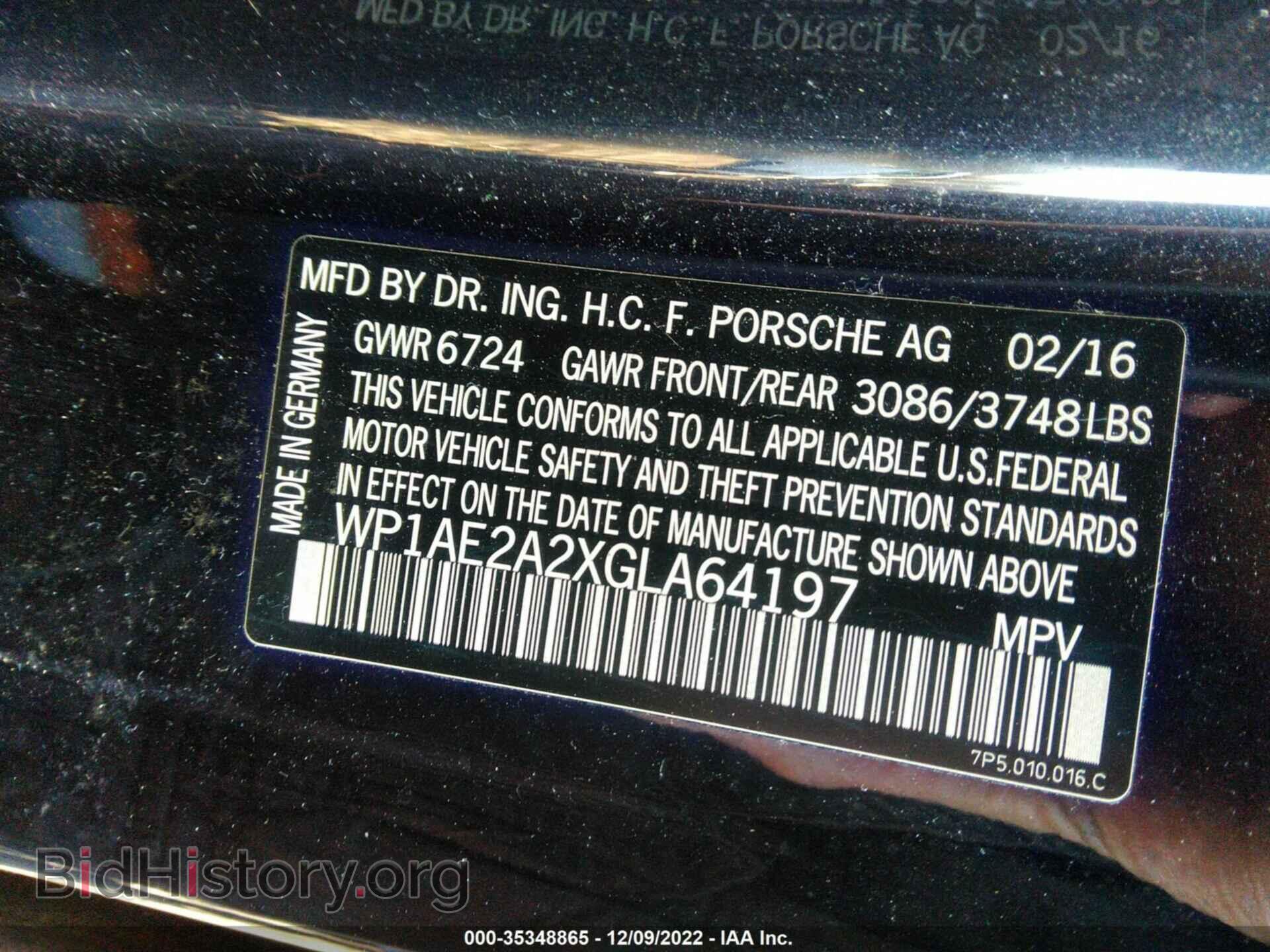 2016 PORSCHE CAYENNE - VIN: WP1AE2A2XGLA64197 - Фото 9