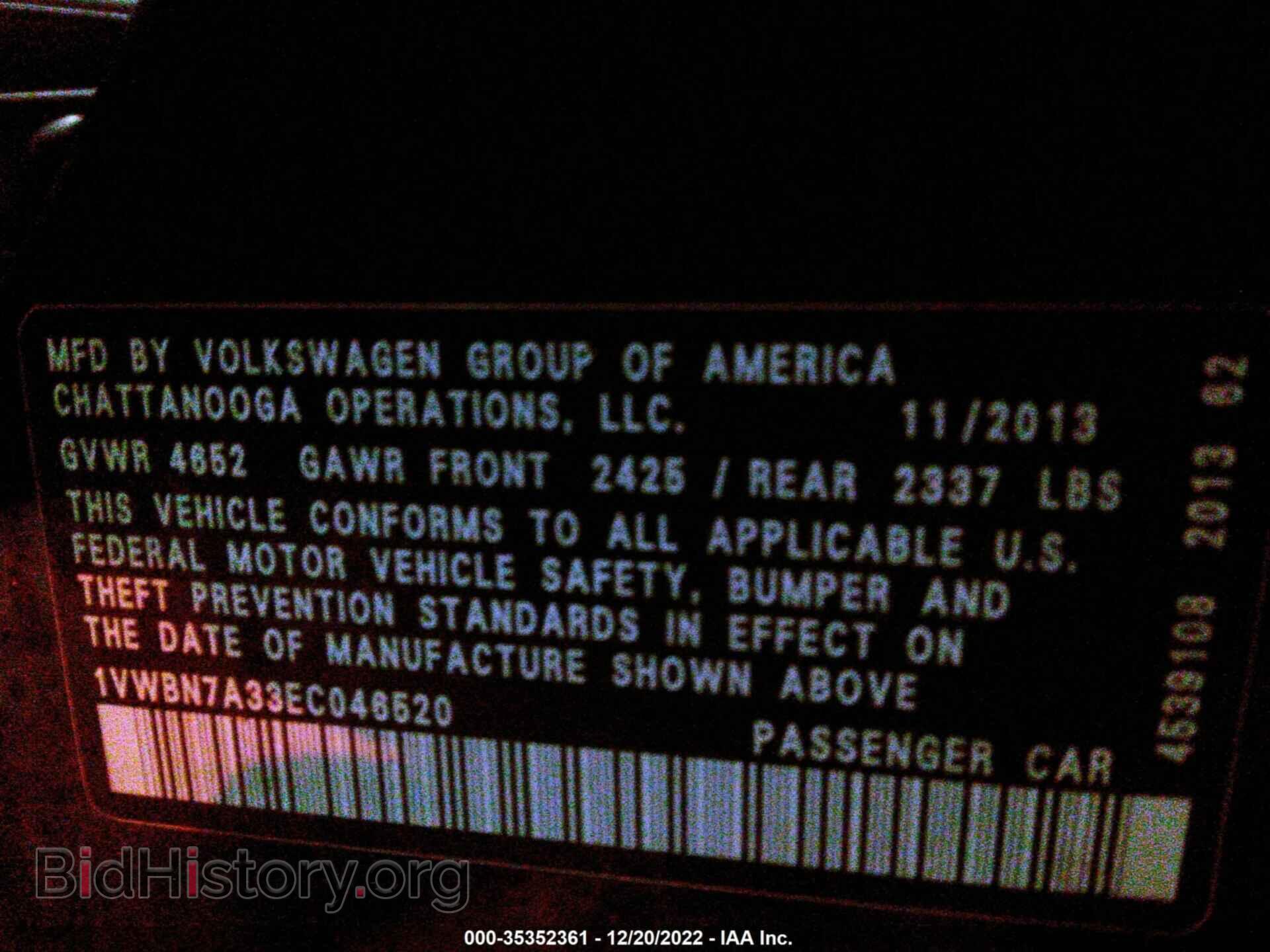 2014 VOLKSWAGEN PASSAT - VIN: 1VWBN7A33EC046520 - Фото 9