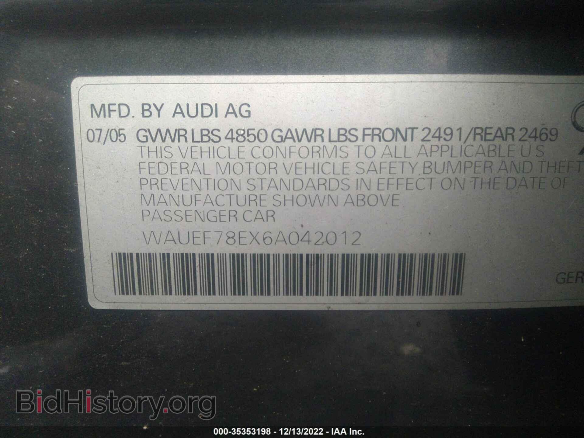2006 AUDI A4 - VIN: WAUEF78EX6A042012 - Photo 9