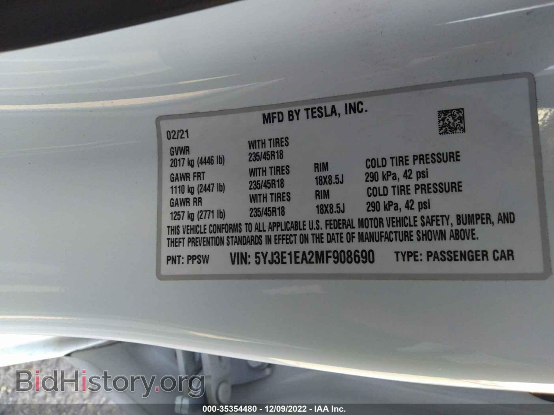 2021 TESLA MODEL 3 - VIN: 5YJ3E1EA2MF908690 - Photo 9