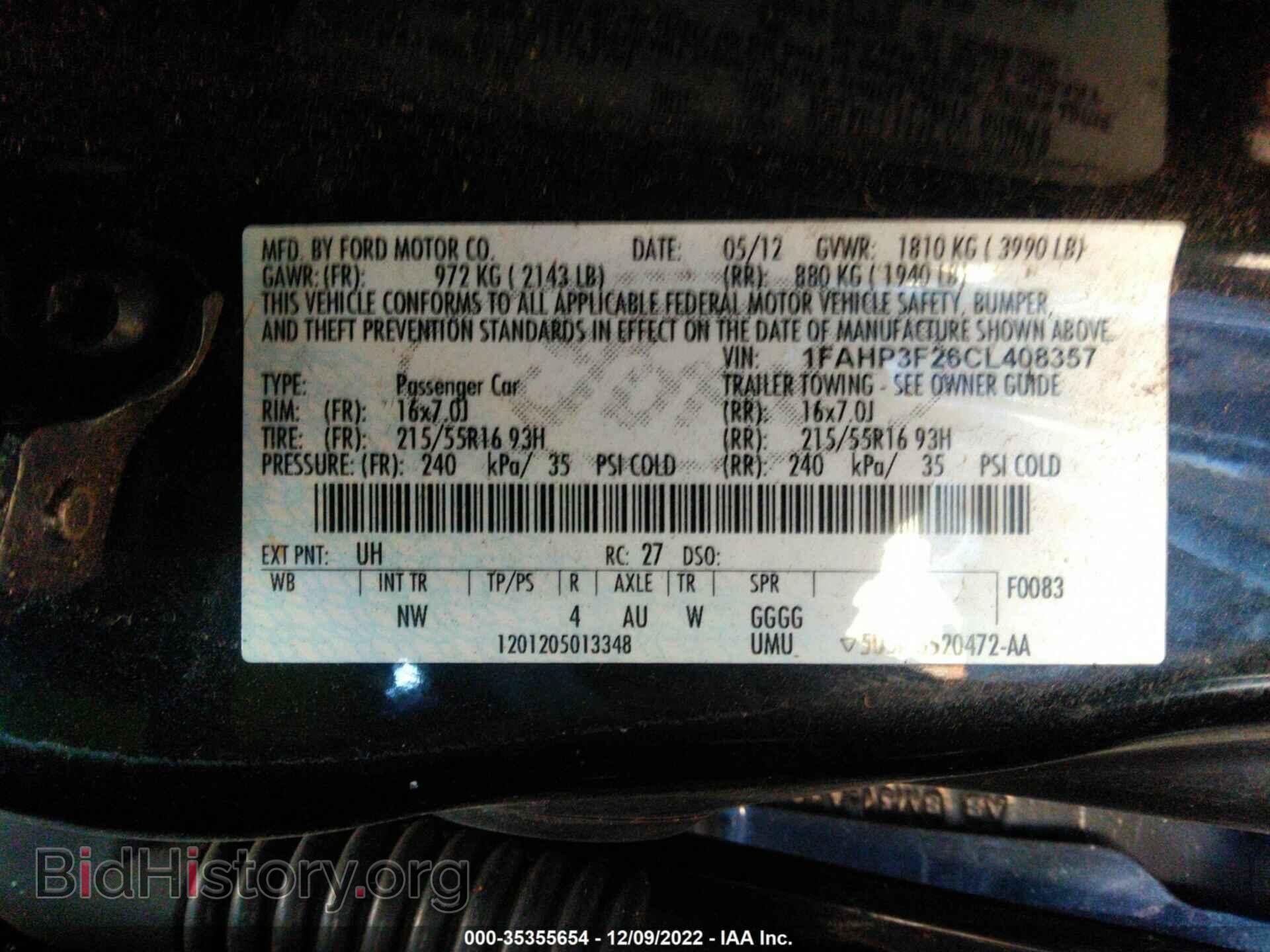 2012 FORD FOCUS - VIN: 1FAHP3F26CL408357 - Фото 9