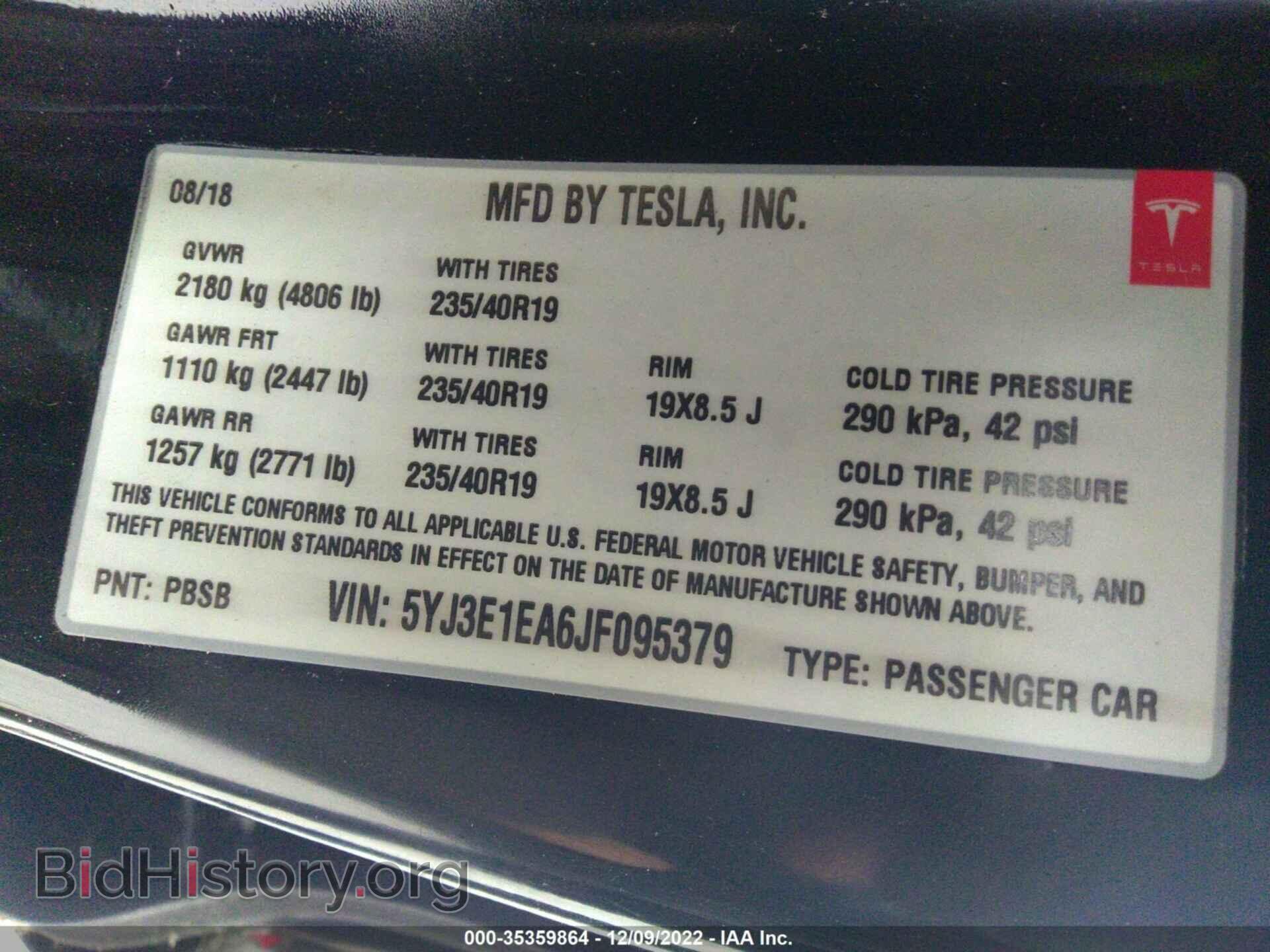 2018 TESLA MODEL 3 - VIN: 5YJ3E1EA6JF095379 - Photo 9