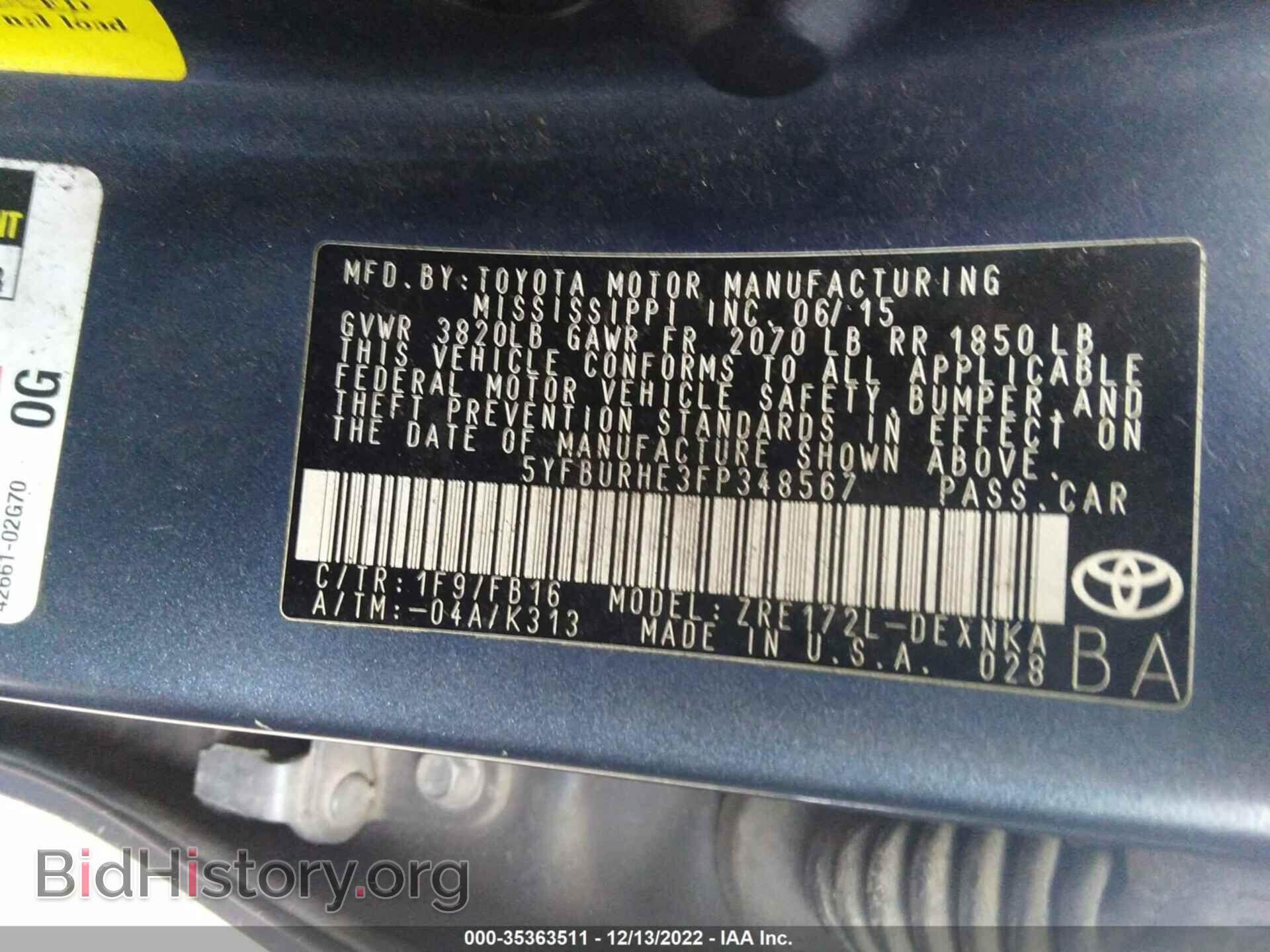 2015 TOYOTA COROLLA - VIN: 5YFBURHE3FP348567 - Photo 9