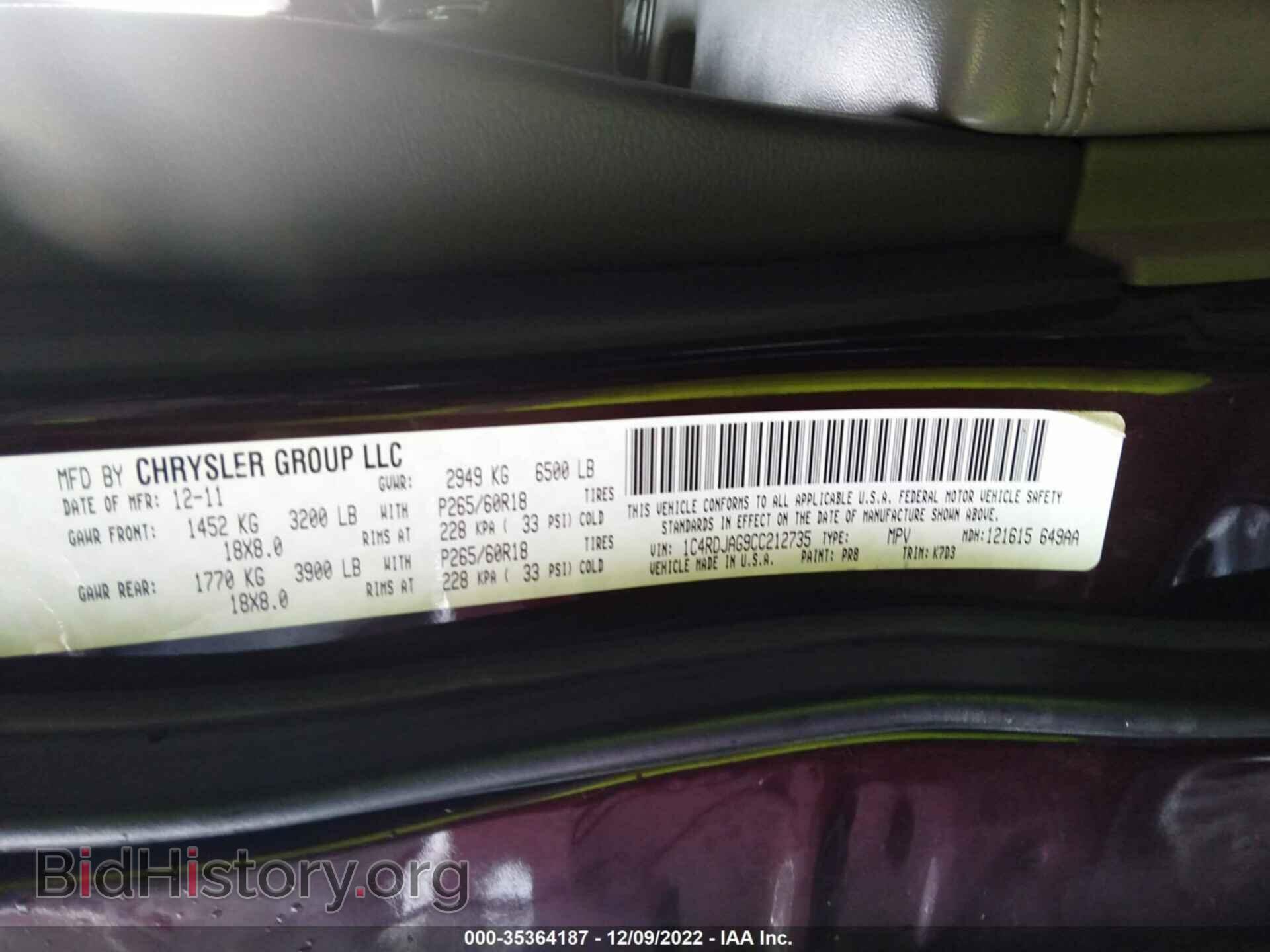 2012 DODGE DURANGO - VIN: 1C4RDJAG9CC212735 - Photo 9