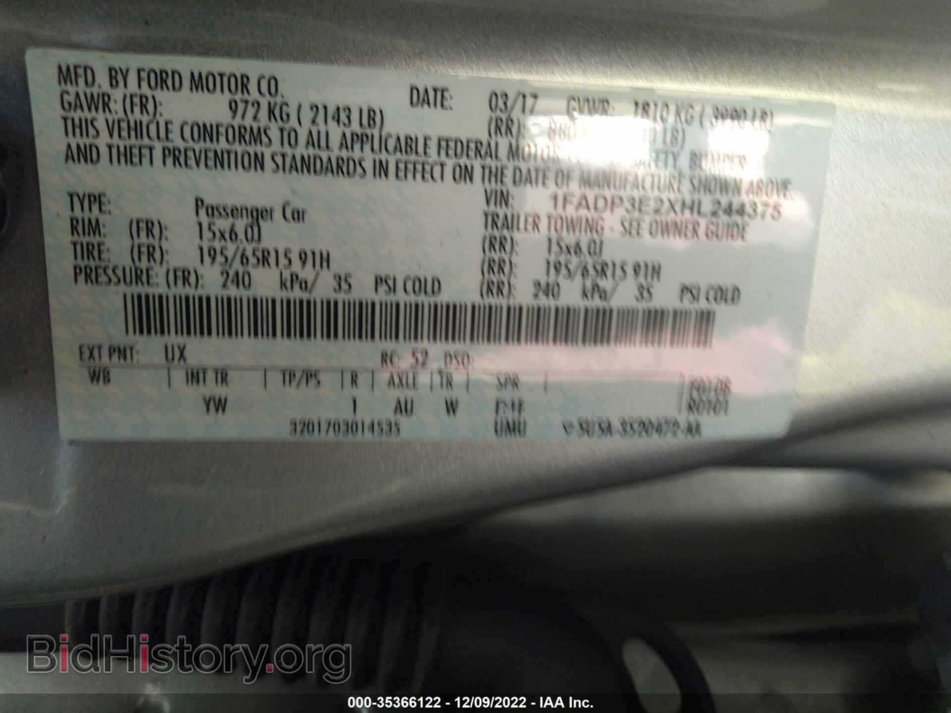 2017 FORD FOCUS - VIN: 1FADP3E2XHL244375 - Фото 9