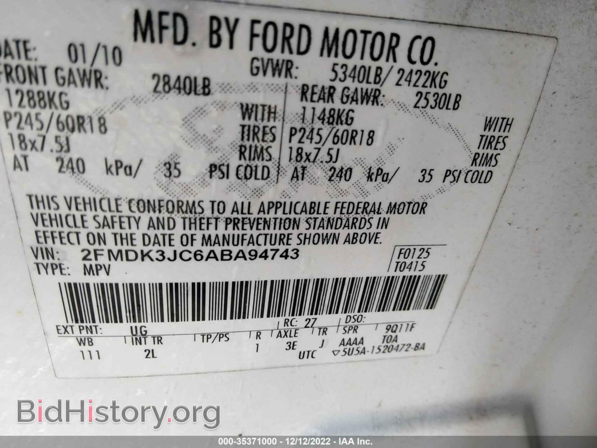 2010 FORD EDGE - VIN: 2FMDK3JC6ABA94743 - Photo 9
