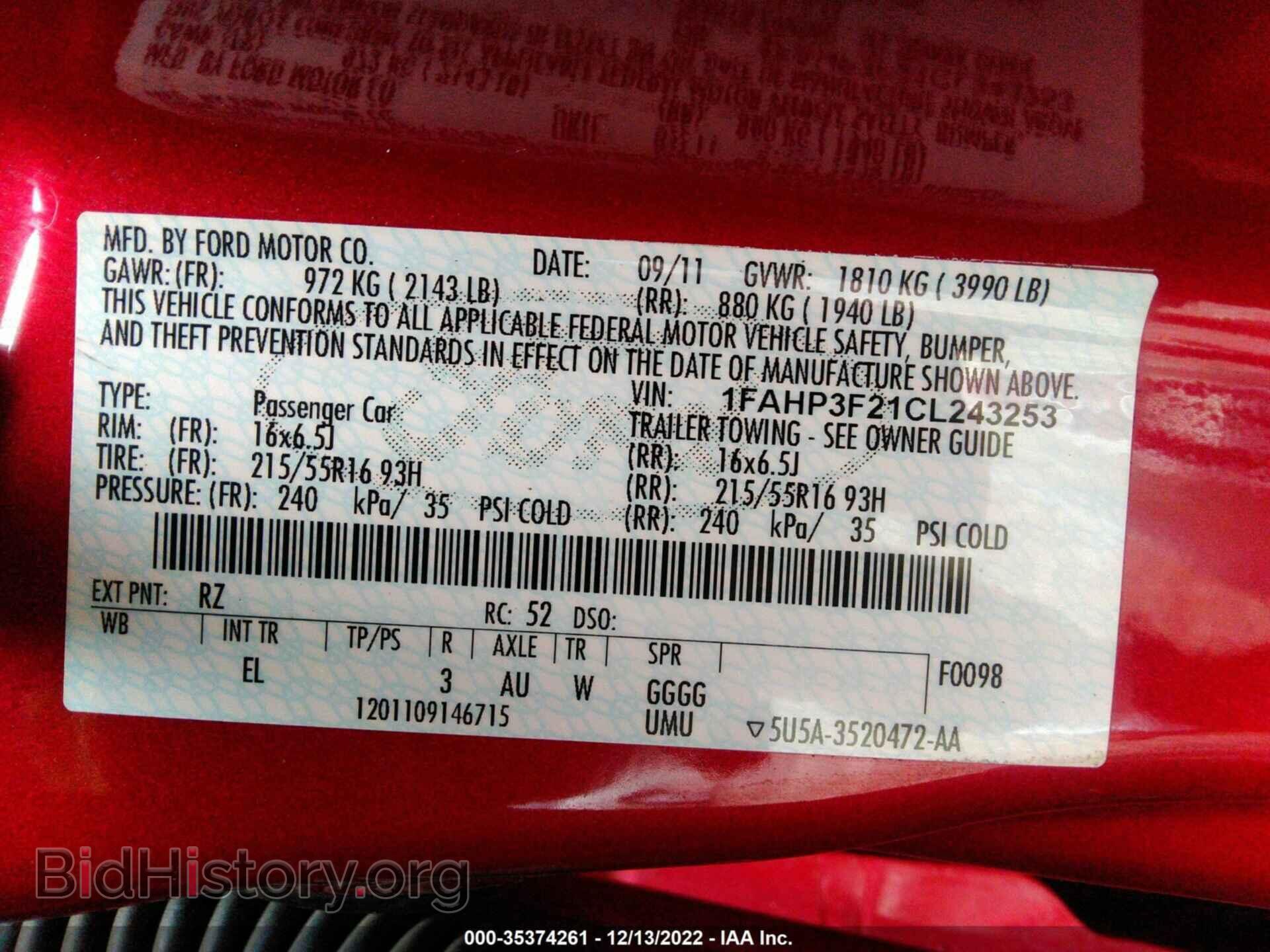 2012 FORD FOCUS - VIN: 1FAHP3F21CL243253 - Photo 9