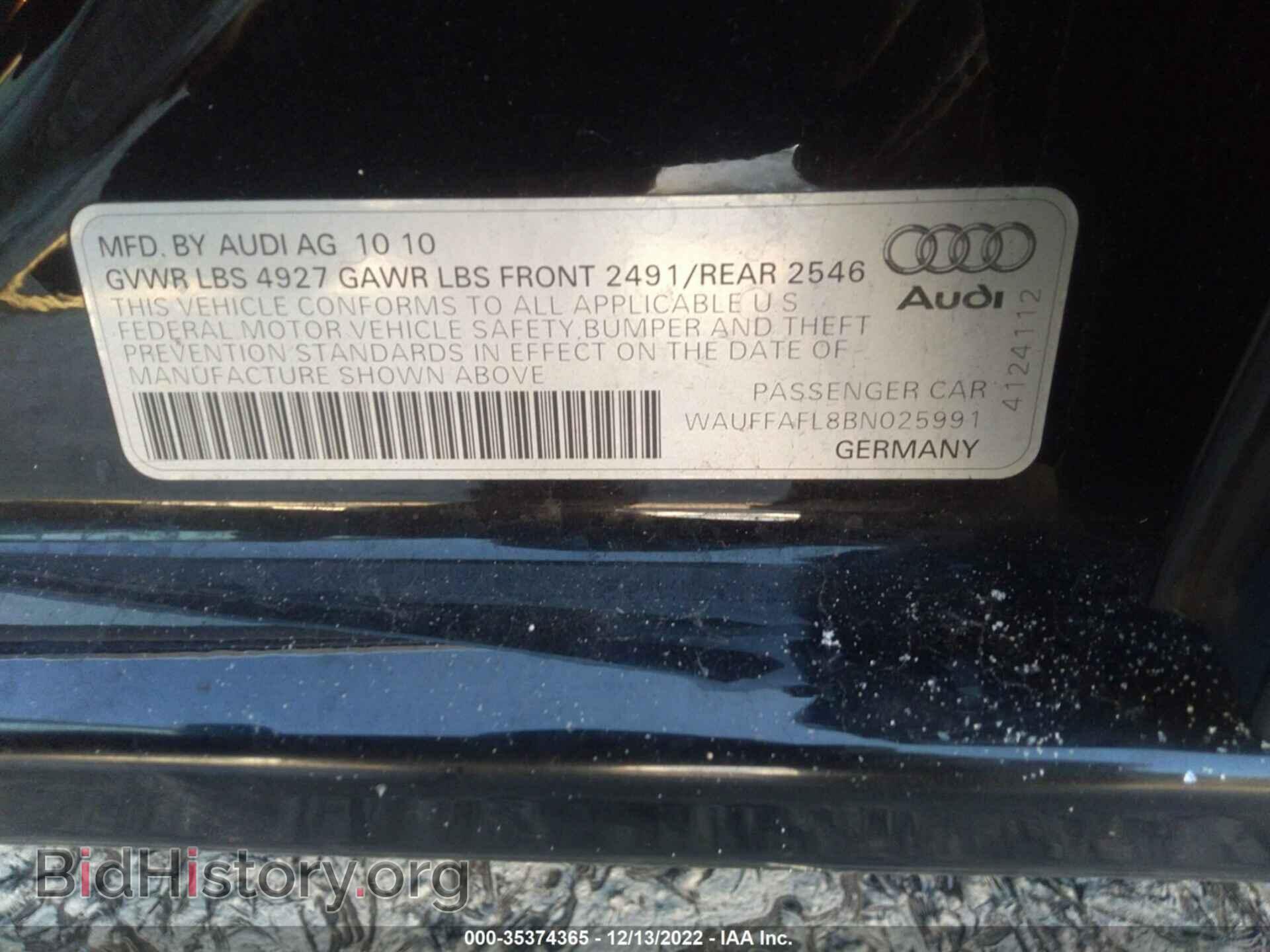2011 AUDI A4 - VIN: WAUFFAFL8BN025991 - Фото 9