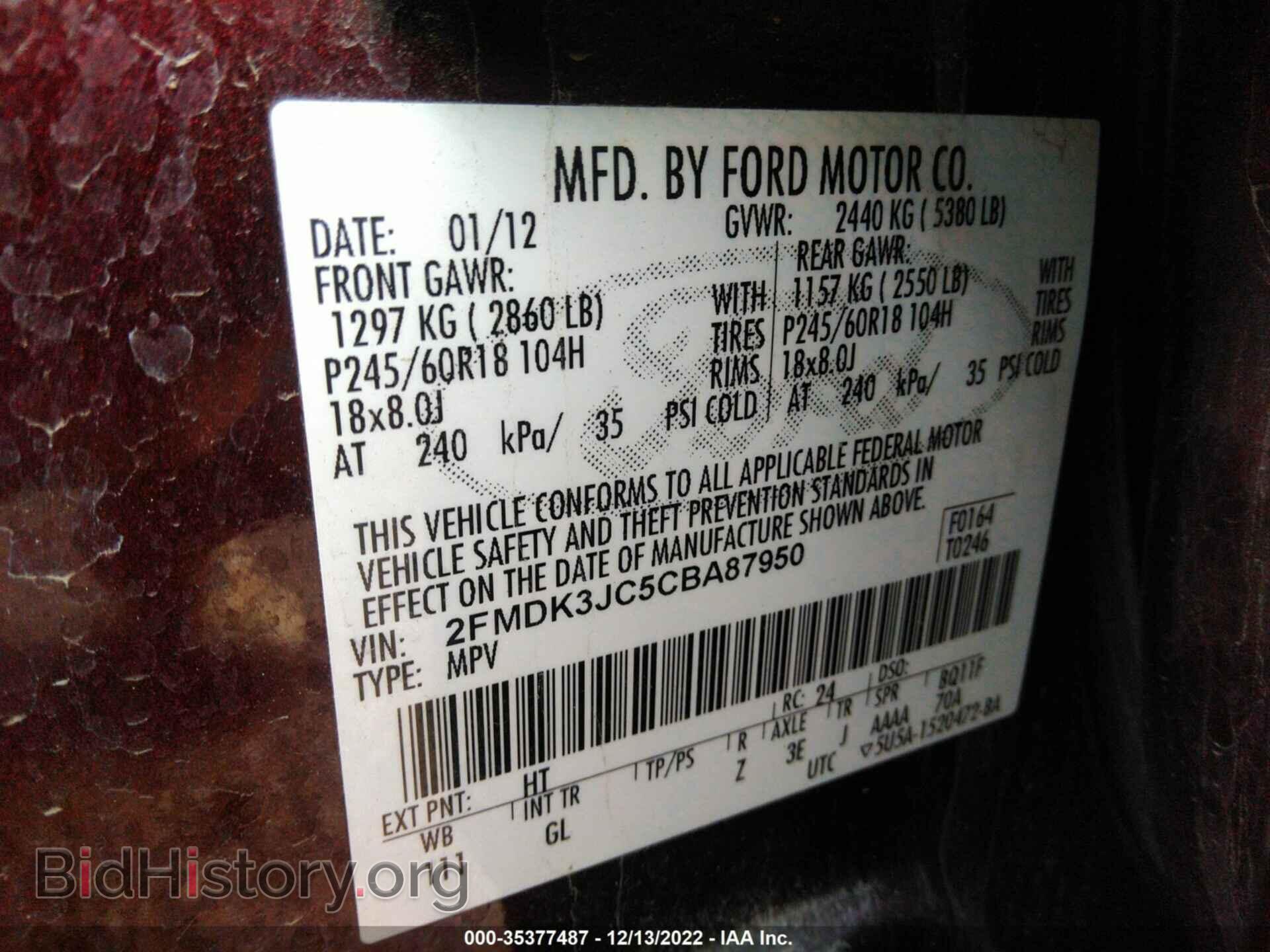 2012 FORD EDGE - VIN: 2FMDK3JC5CBA87950 - Photo 9