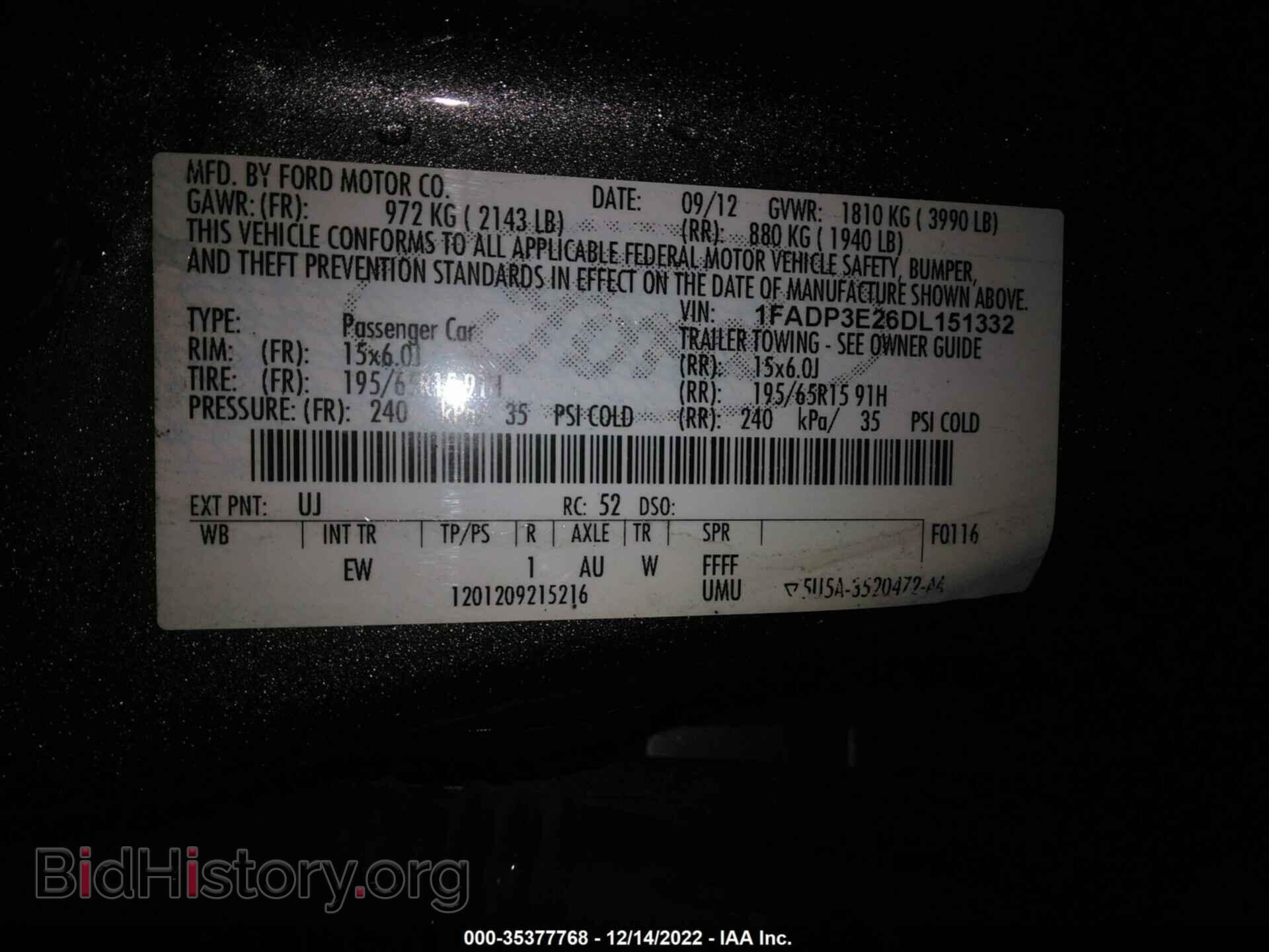 2013 FORD FOCUS - VIN: 1FADP3E26DL151332 - Фото 9