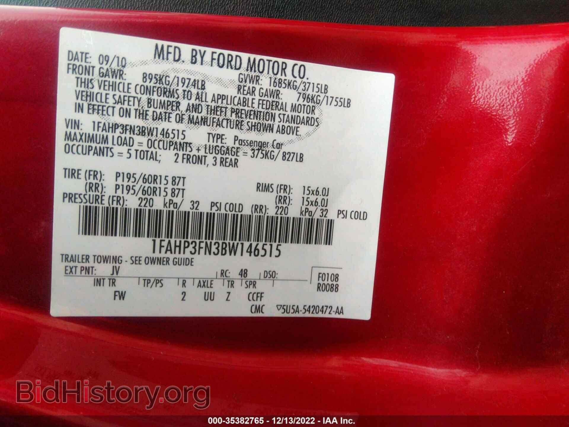 2011 FORD FOCUS - VIN: 1FAHP3FN3BW146515 - Фото 9