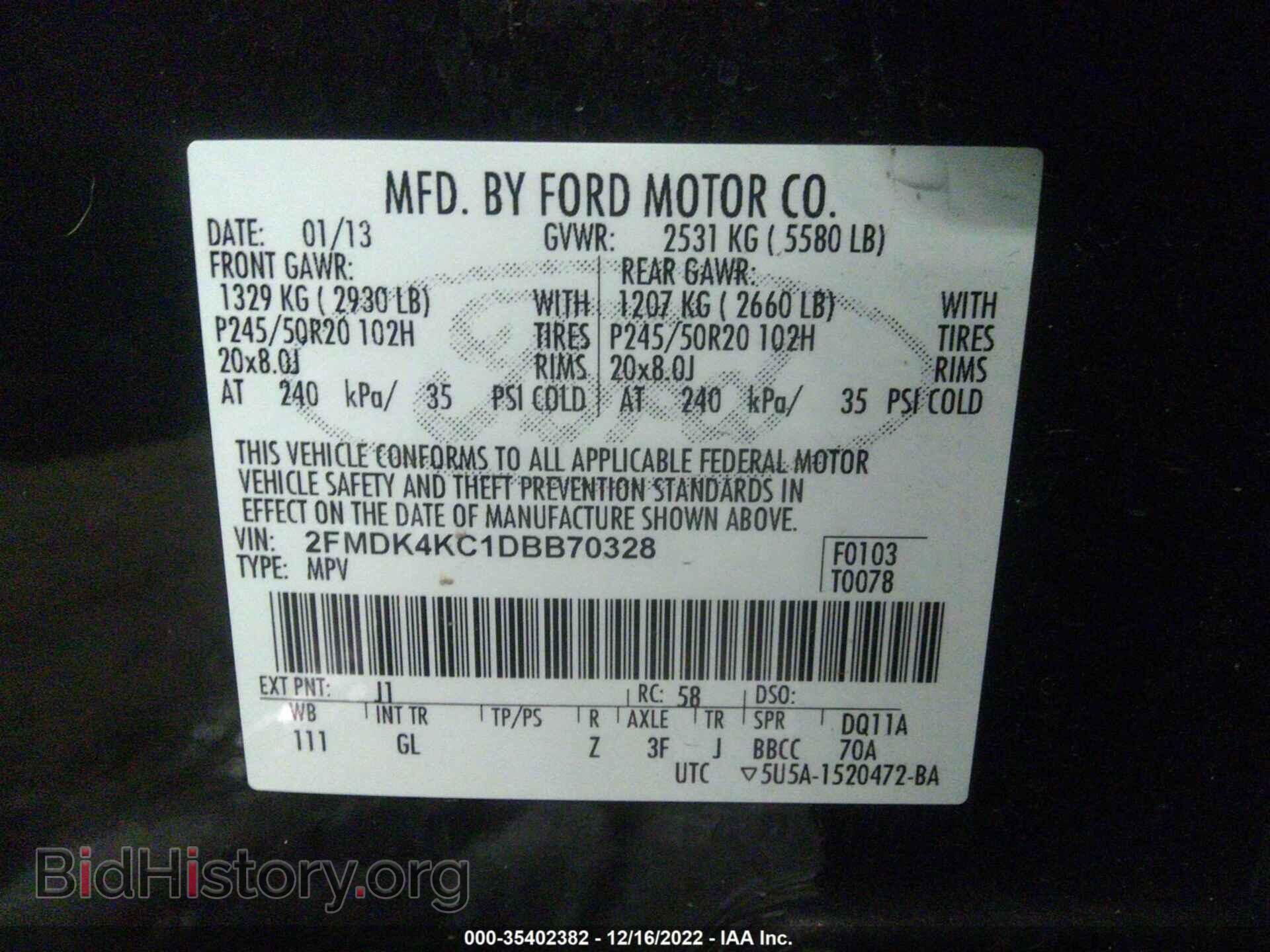 2013 FORD EDGE - VIN: 2FMDK4KC1DBB70328 - Фото 9