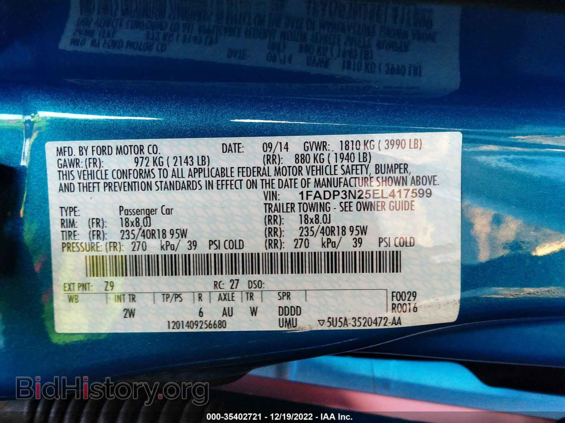 2014 FORD FOCUS - VIN: 1FADP3N25EL417599 - Photo 9